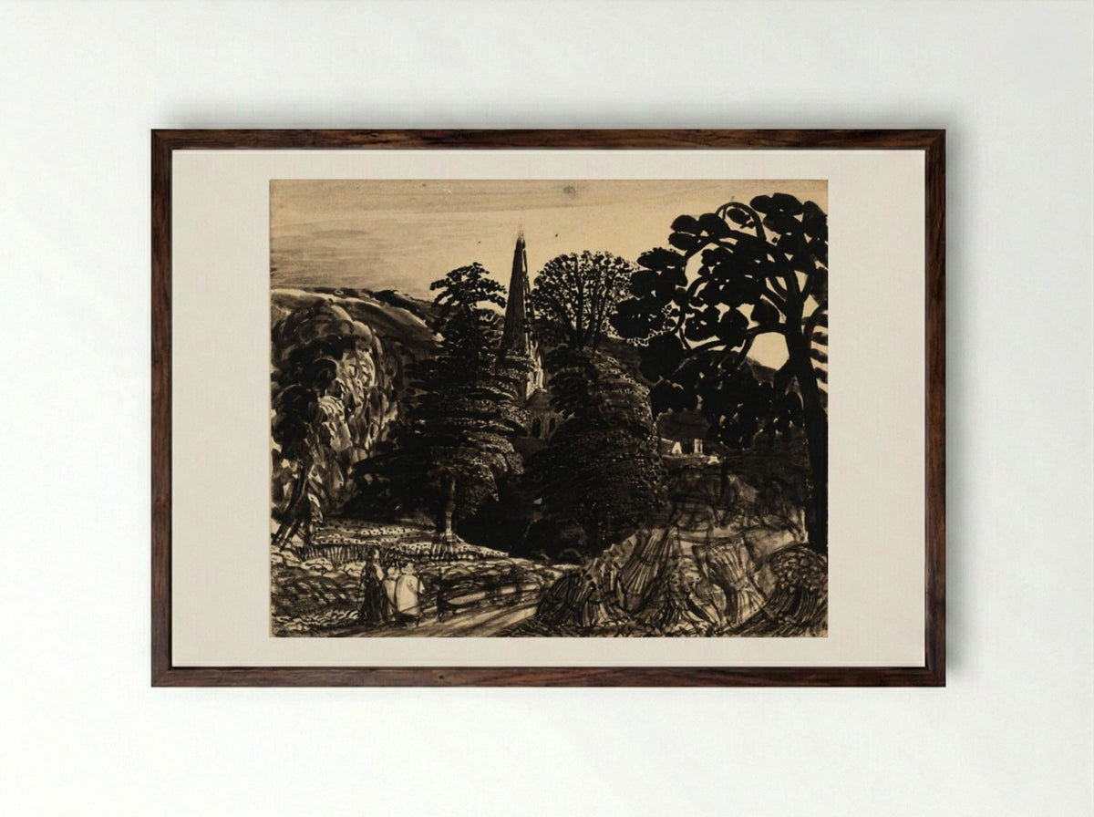 A Church among Trees - Samuel Palmer - Framed Print Dark Wood