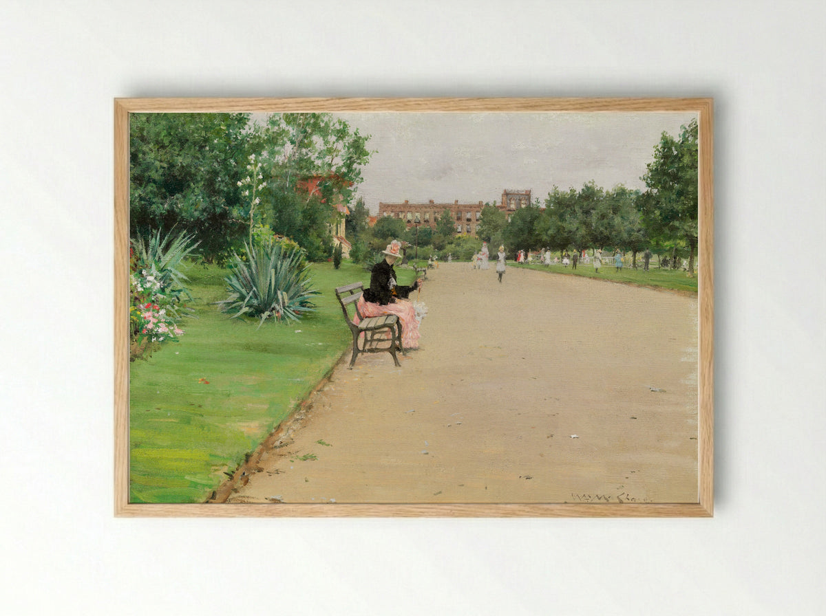 A City Park - William Merritt Chase - Framed Print Wood