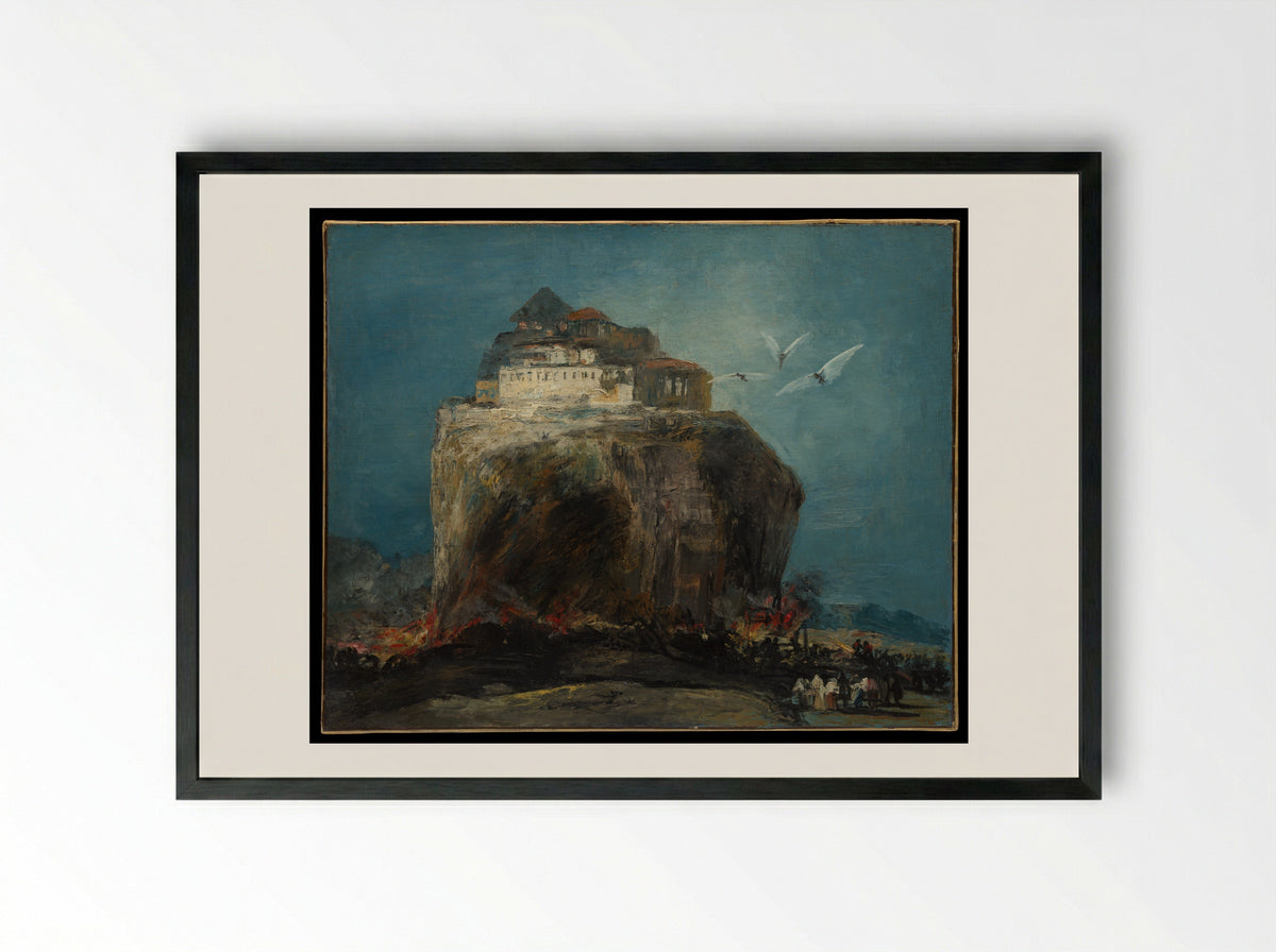 A City on a Rock - Francisco de Goya - Framed Print Black