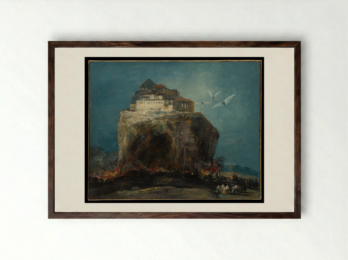 A City on a Rock - Francisco de Goya - Framed Print Dark Wood
