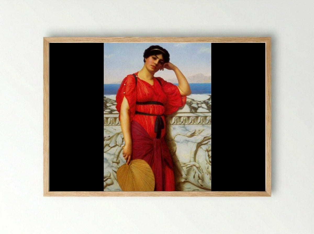 A Classical Lady - John William Godward - Framed Print Wood