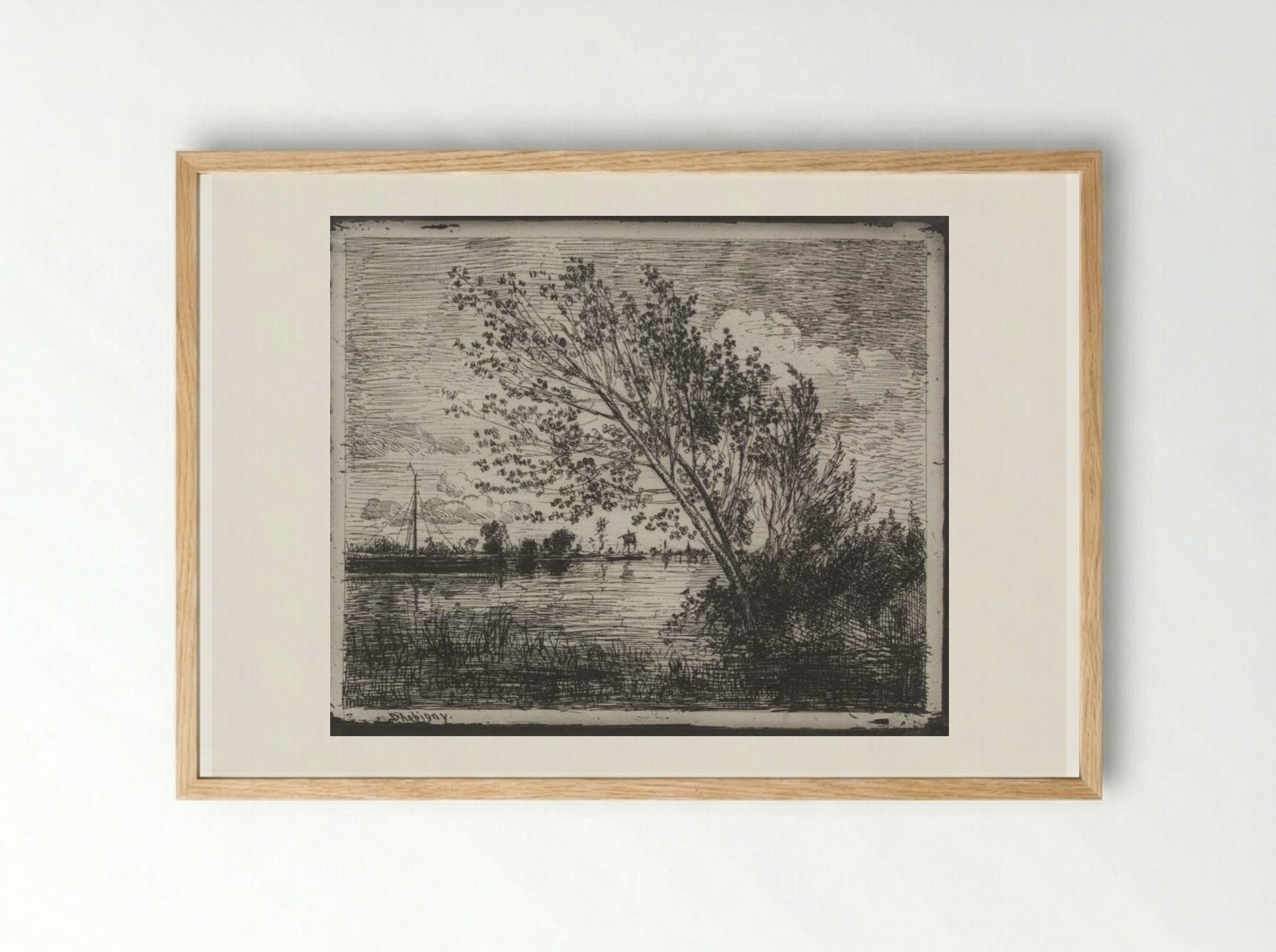 A Cluster of Alders - Charles-François Daubigny - Framed Print Wood