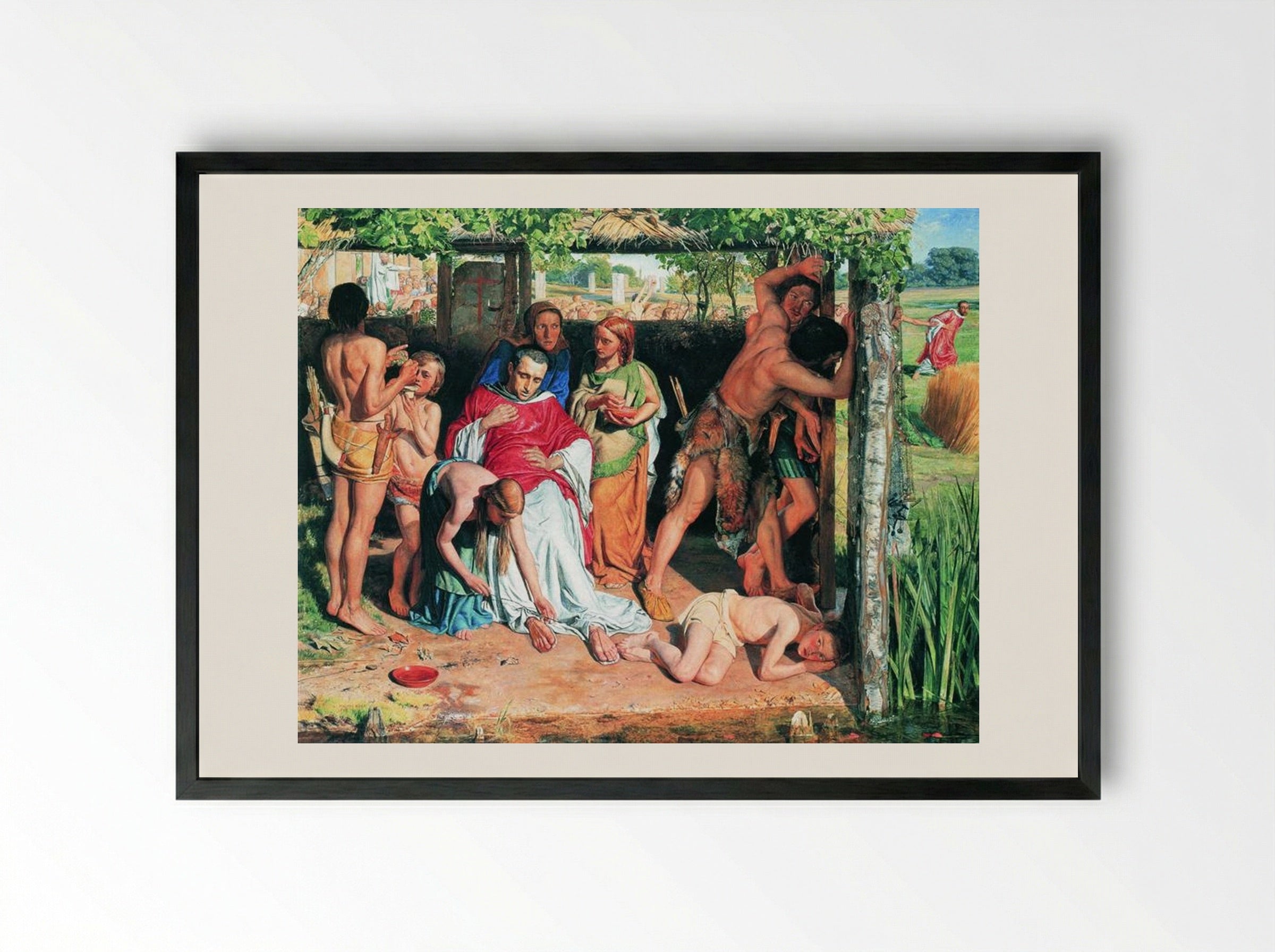 A Converted British Family Sheltering a Christian Priest from the Persecution of the Druids - William Holman Hunt - Framed Print Black