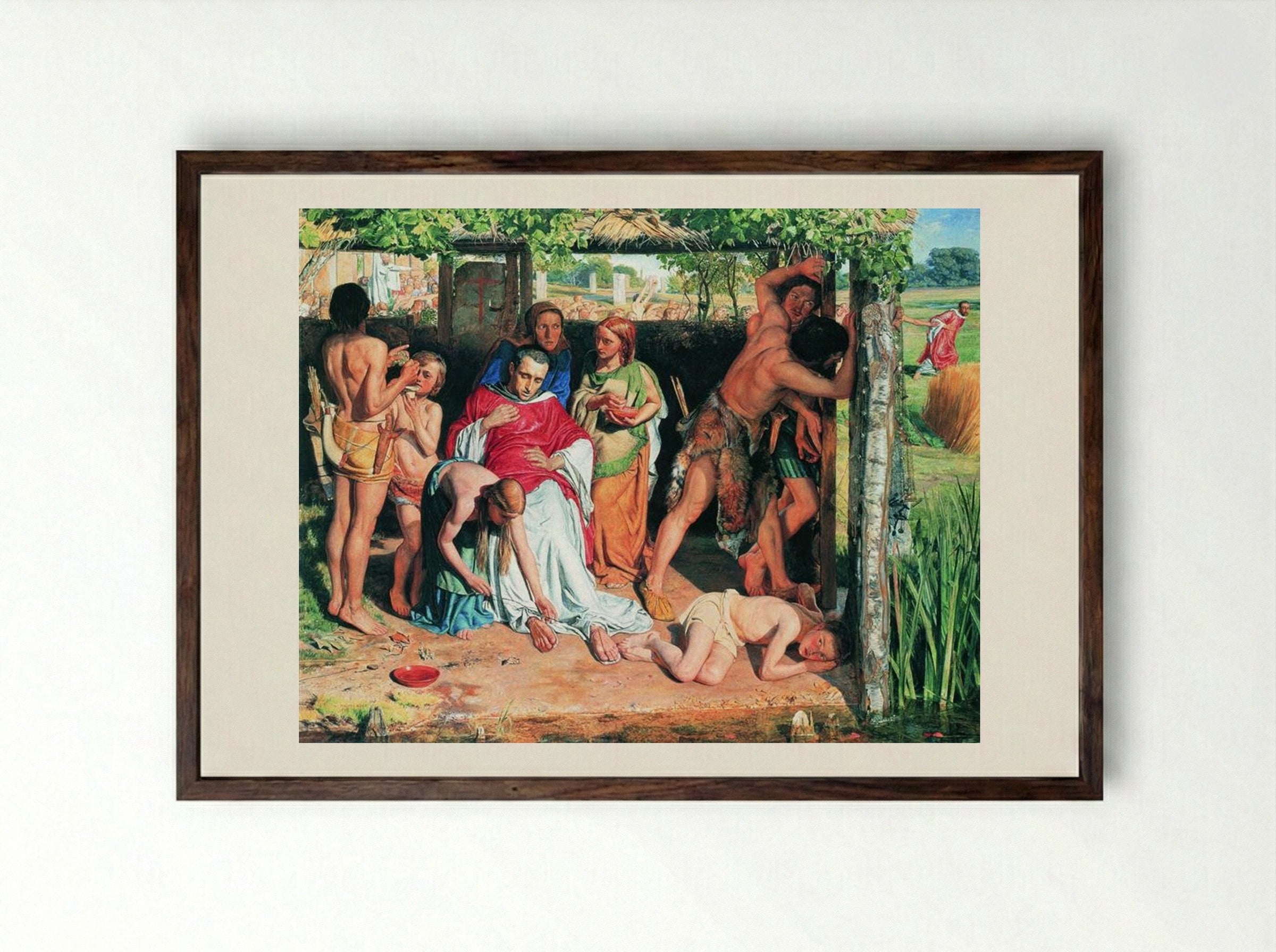 A Converted British Family Sheltering a Christian Priest from the Persecution of the Druids - William Holman Hunt - Framed Print Dark Wood