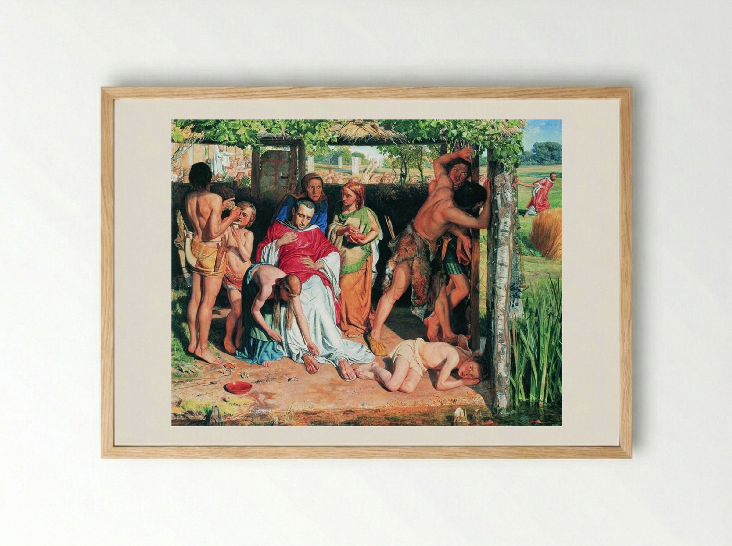 A Converted British Family Sheltering a Christian Priest from the Persecution of the Druids - William Holman Hunt - Framed Print Wood