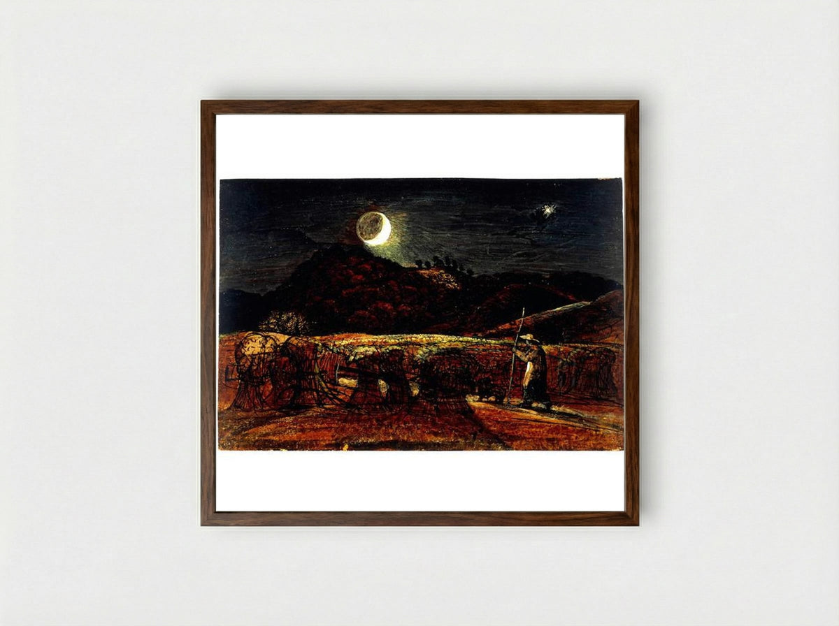 A Cornfield by Moonlight with the Evening Star - Samuel Palmer - Framed Print Dark Wood