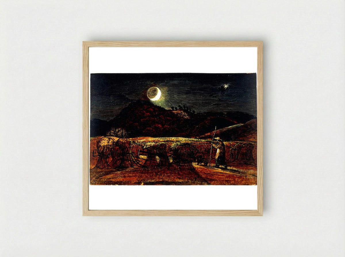 A Cornfield by Moonlight with the Evening Star - Samuel Palmer - Framed Print Wood