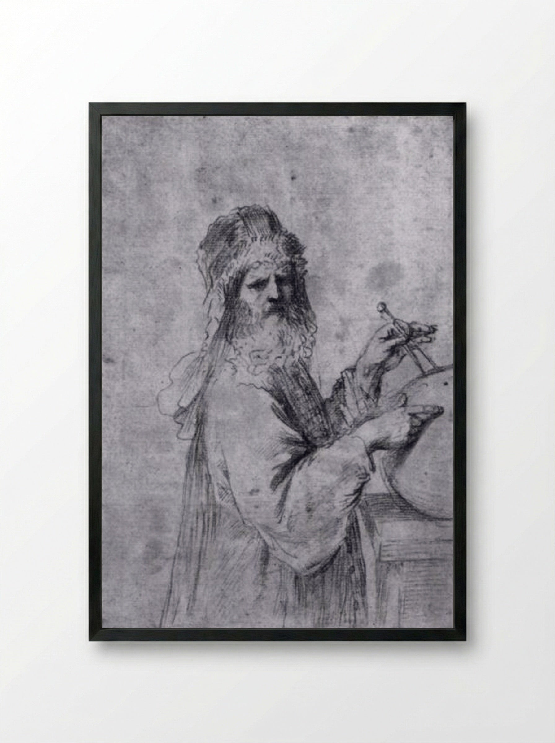 A Cosmographer - Guercino - Framed Print Black