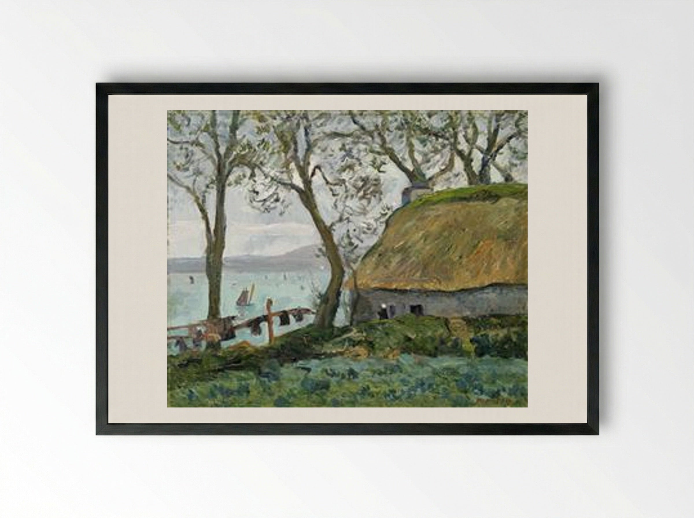 A Cottage with Thatched Roof in Douarnenez - Maxime Maufra - Framed Print Black