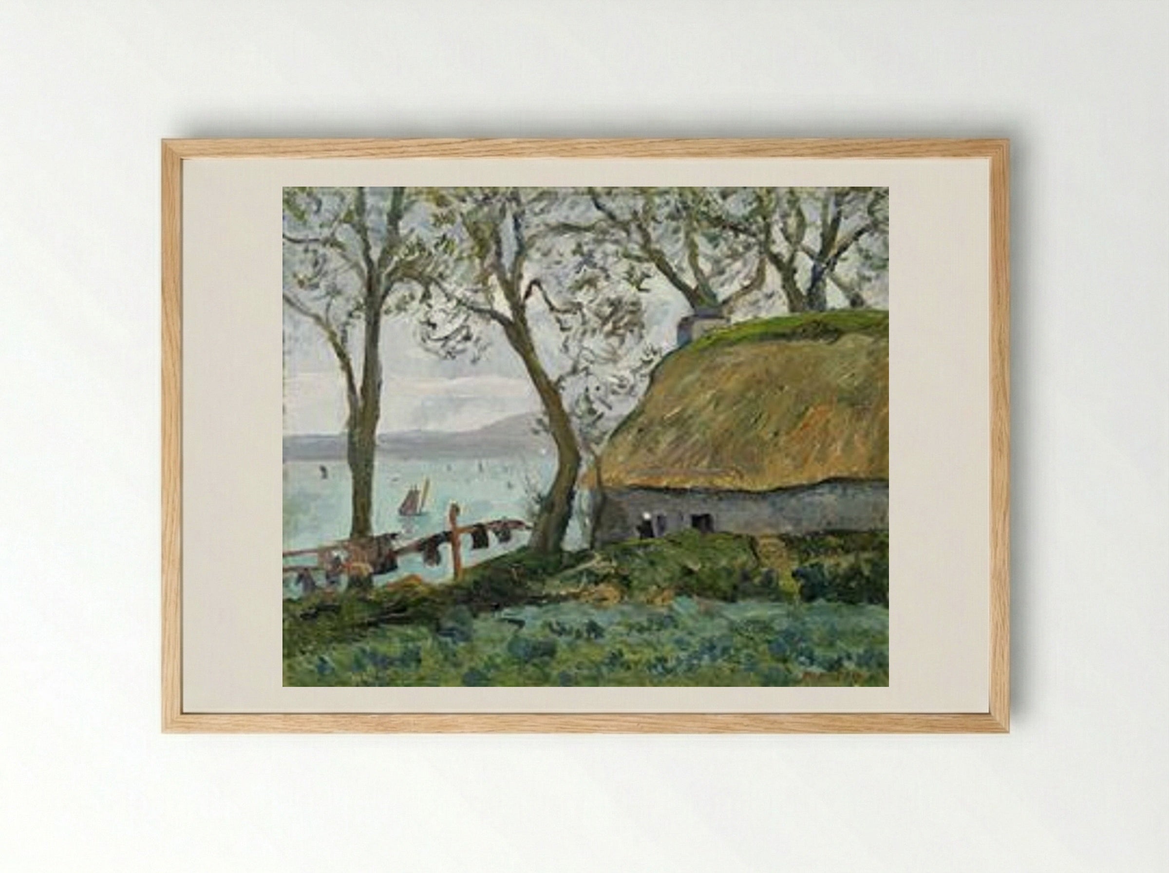 A Cottage with Thatched Roof in Douarnenez - Maxime Maufra - Framed Print Wood