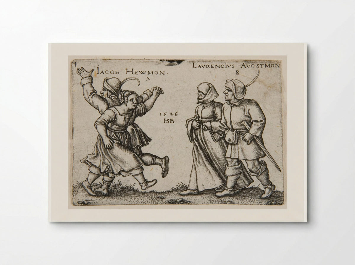 A Couple Dancing and a Couple Walking - Sebald Beham - Poster