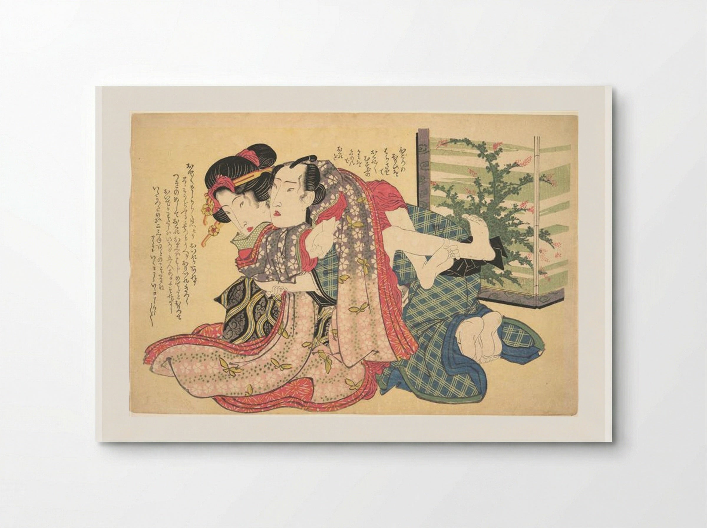 A Couple Locked in an Embrace - Keisai Eisen - Poster