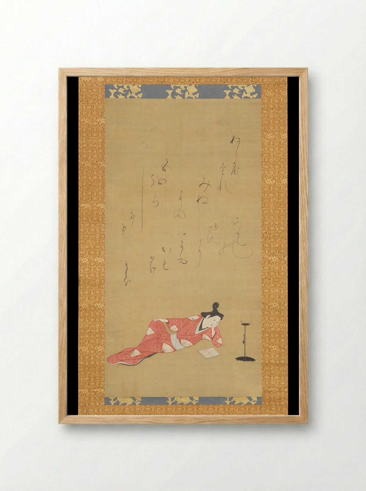 A Courtesan Reading a Book - Fine Art Print - Framed Print Wood