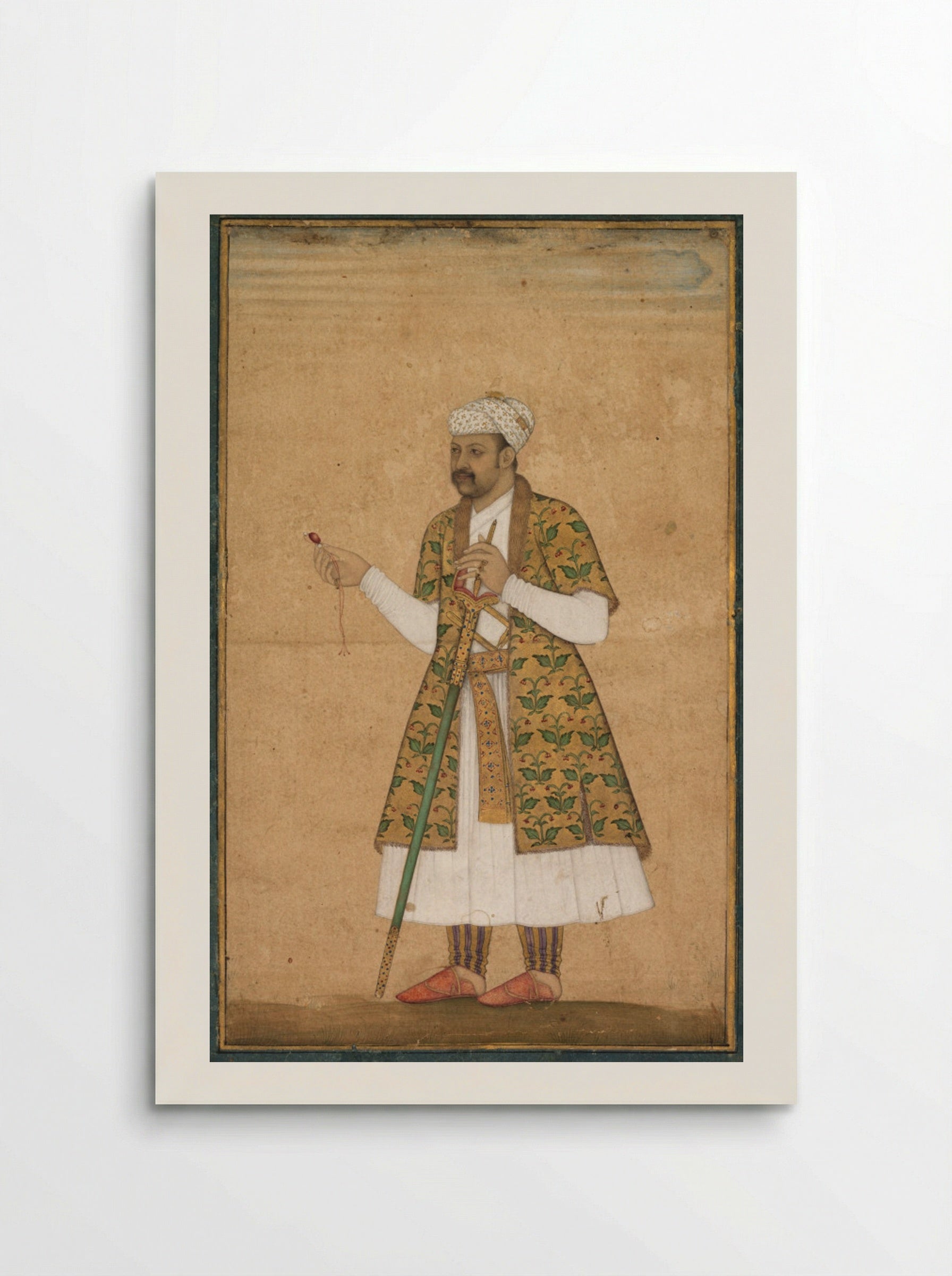 A Courtier, Possibly Khan Alam, Holding a Spinel and a Deccan Sword - Govardhan - Poster