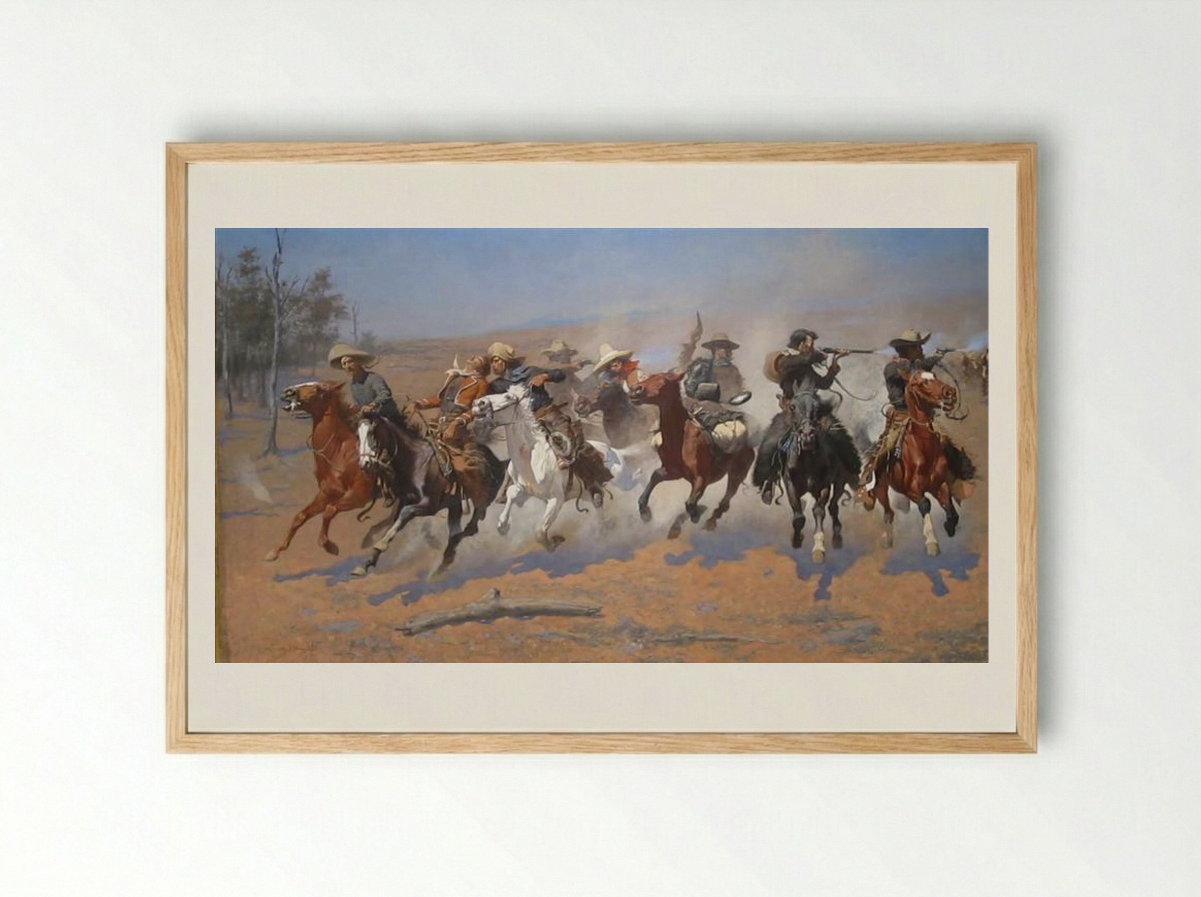 A Dash for the Timber - Frederic Remington - Framed Print Wood