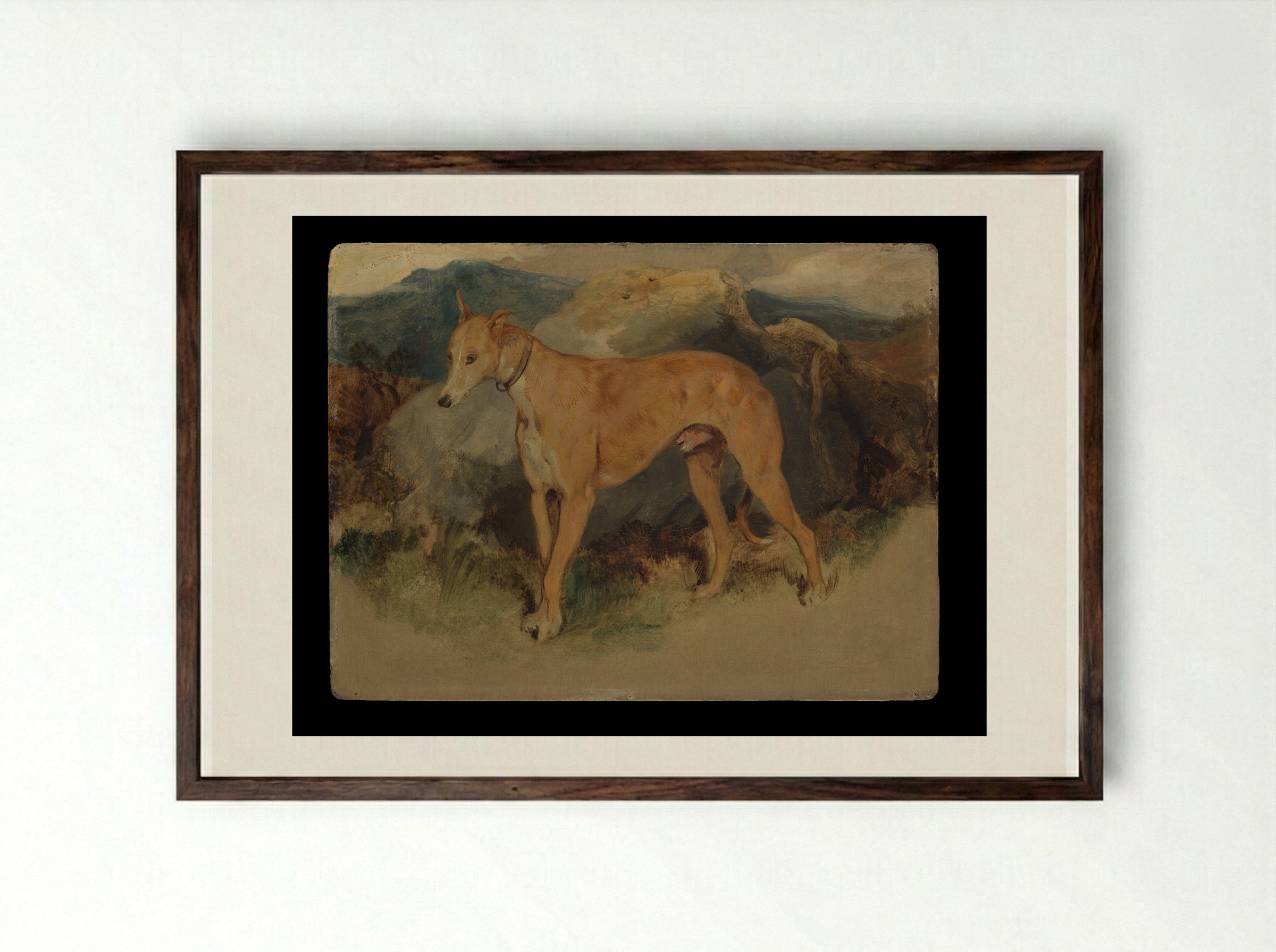 A Deerhound - Sir Edwin Henry Landseer - Framed Print Dark Wood