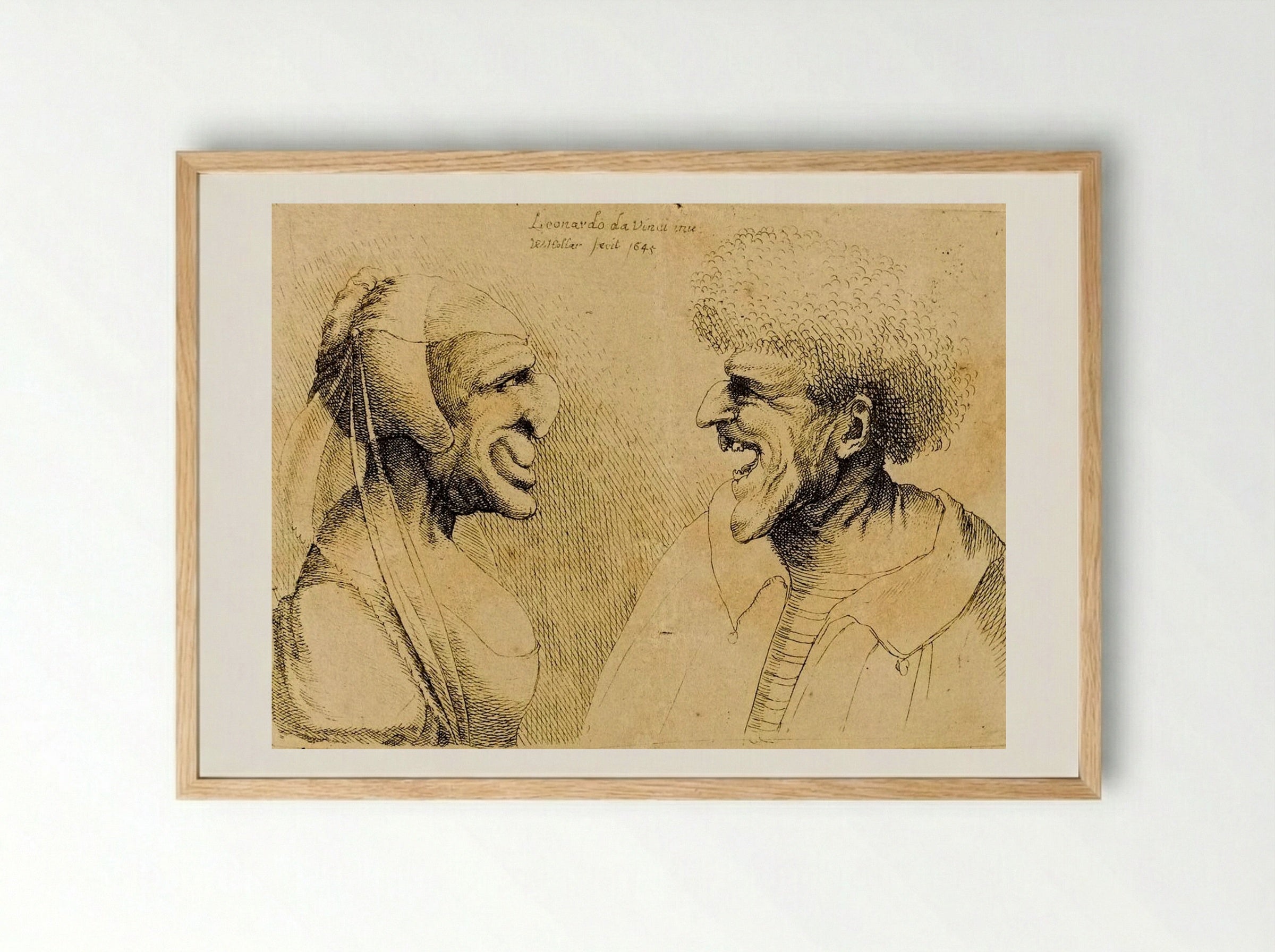 A Deformed Couple Facing Each Other - Wenceslaus Hollar - Framed Print Wood