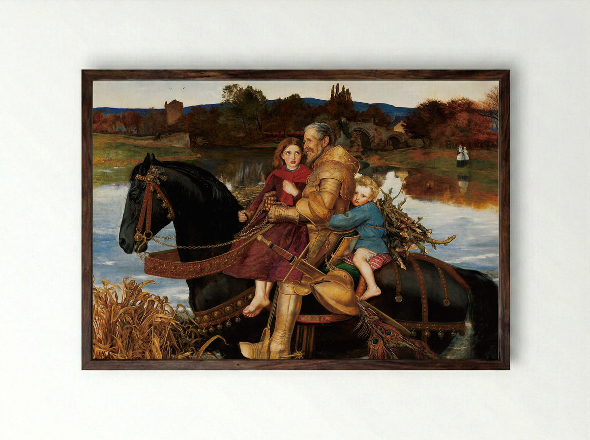 A Dream of the Past: Sir Isumbras at the Ford - John Everett Millais - Framed Print Dark Wood