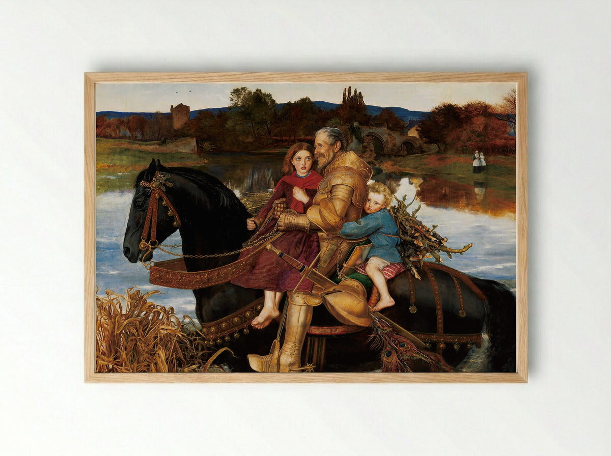 A Dream of the Past: Sir Isumbras at the Ford - John Everett Millais - Framed Print Wood
