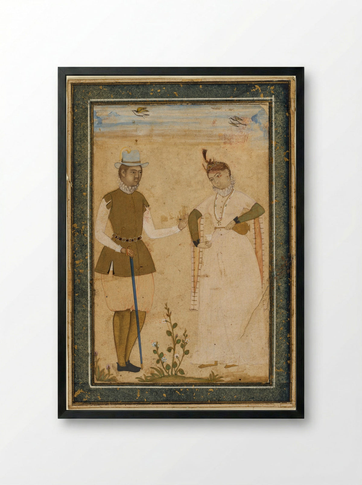 A European Couple - Ali Riza - Framed Print Black