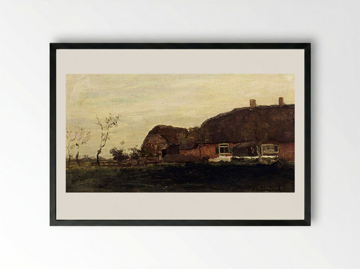 A Farmhouse In A Polder - Johan Hendrik Weissenbruch - Framed Print Black