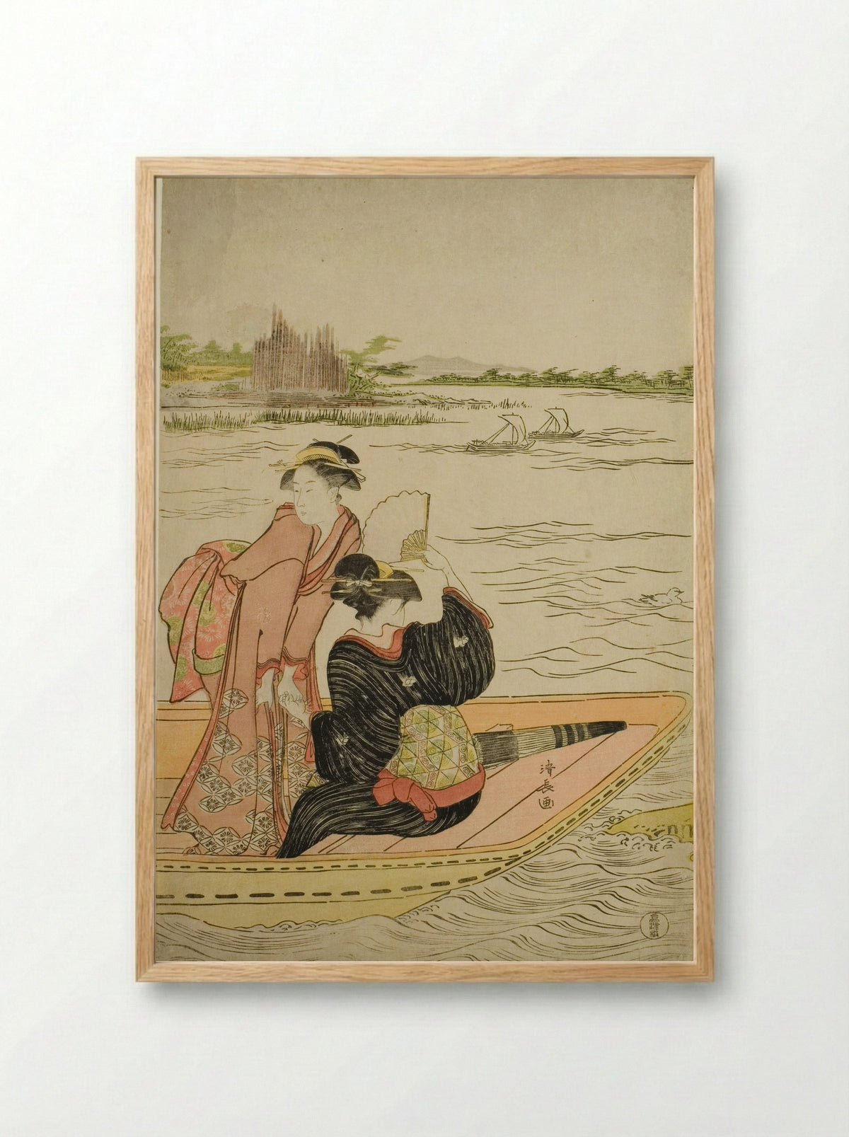 A Ferry on the Sumida River - Torii Kiyonaga - Framed Print Wood