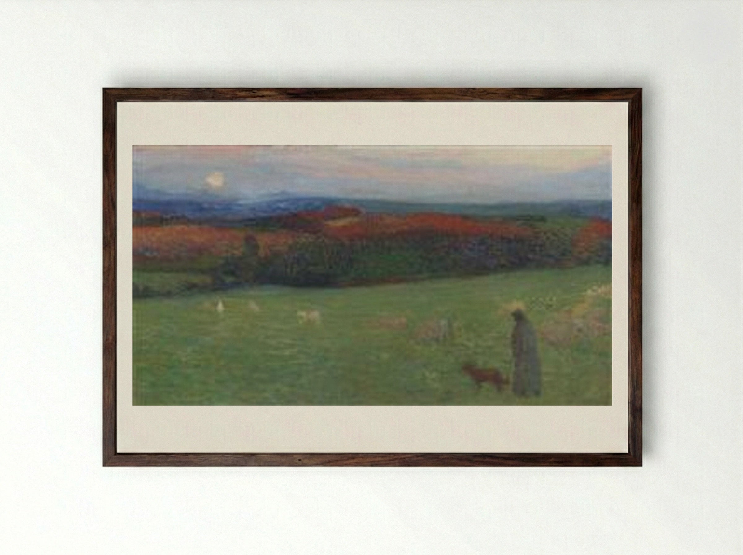 A Field with Figure - Henri Martin - Framed Print Dark Wood