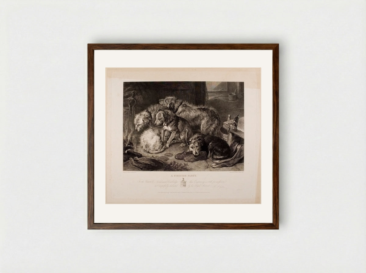 A Fireside Party - Benjamin Phelps Gibbon - Framed Print Dark Wood