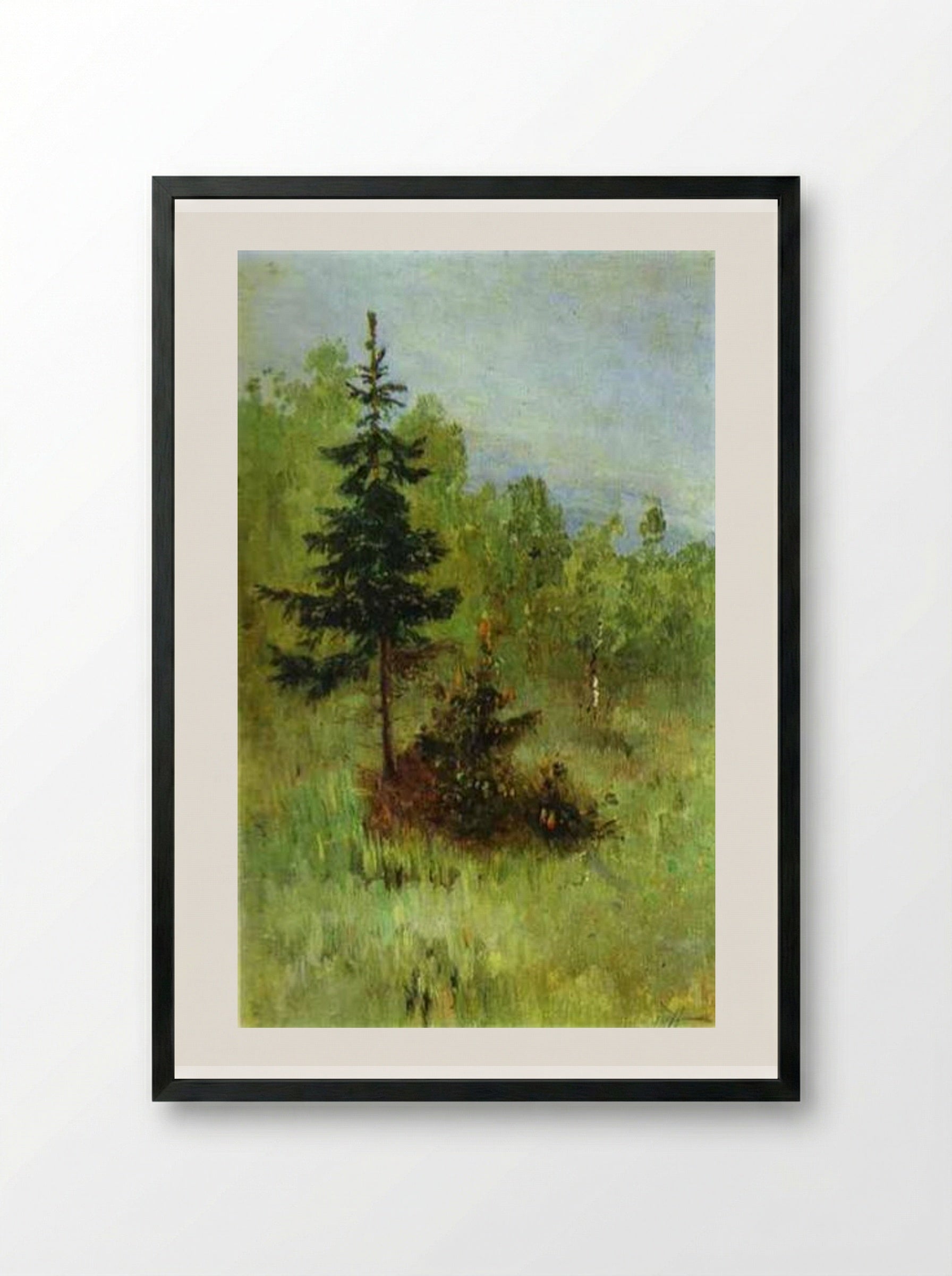 A Firtree - Mikhail Nesterov - Framed Print Black