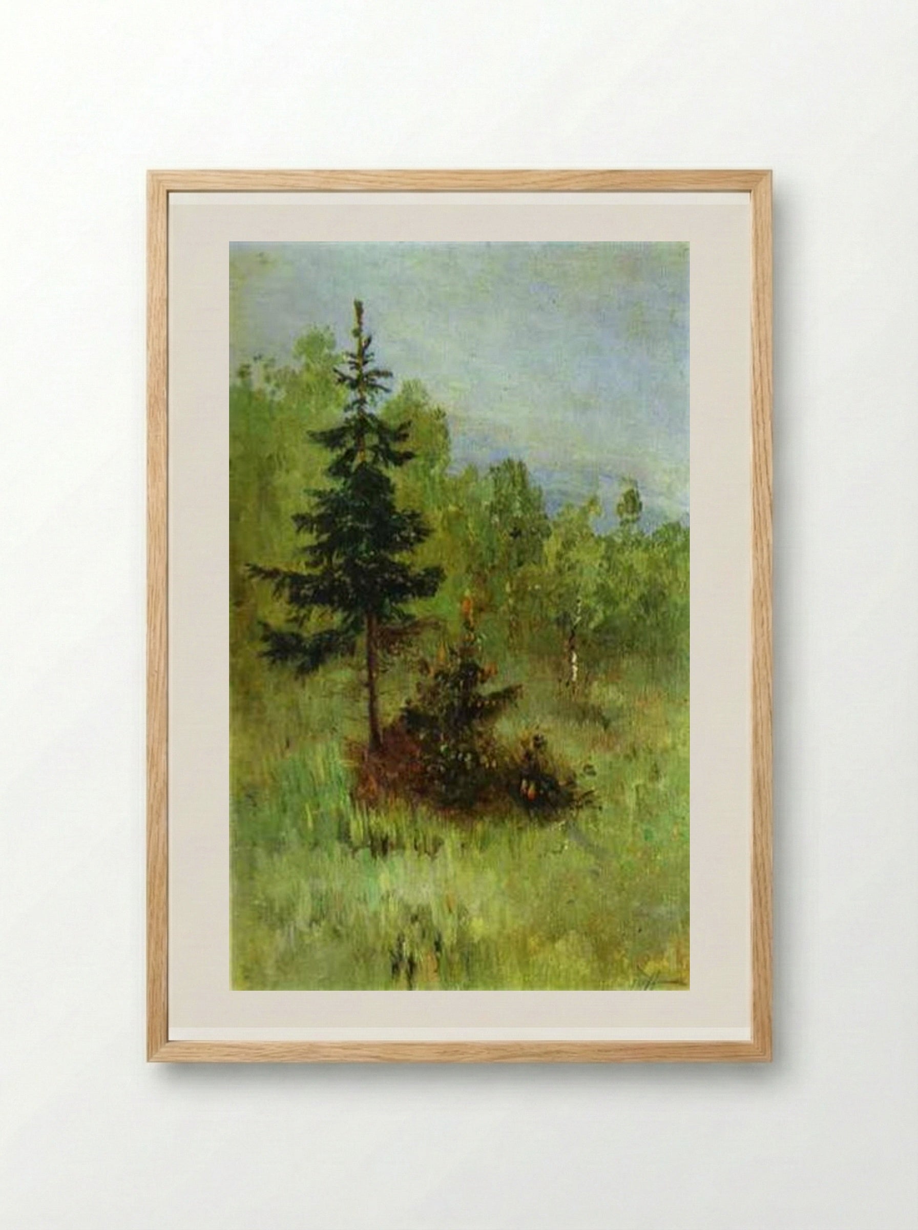 A Firtree - Mikhail Nesterov - Framed Print Wood