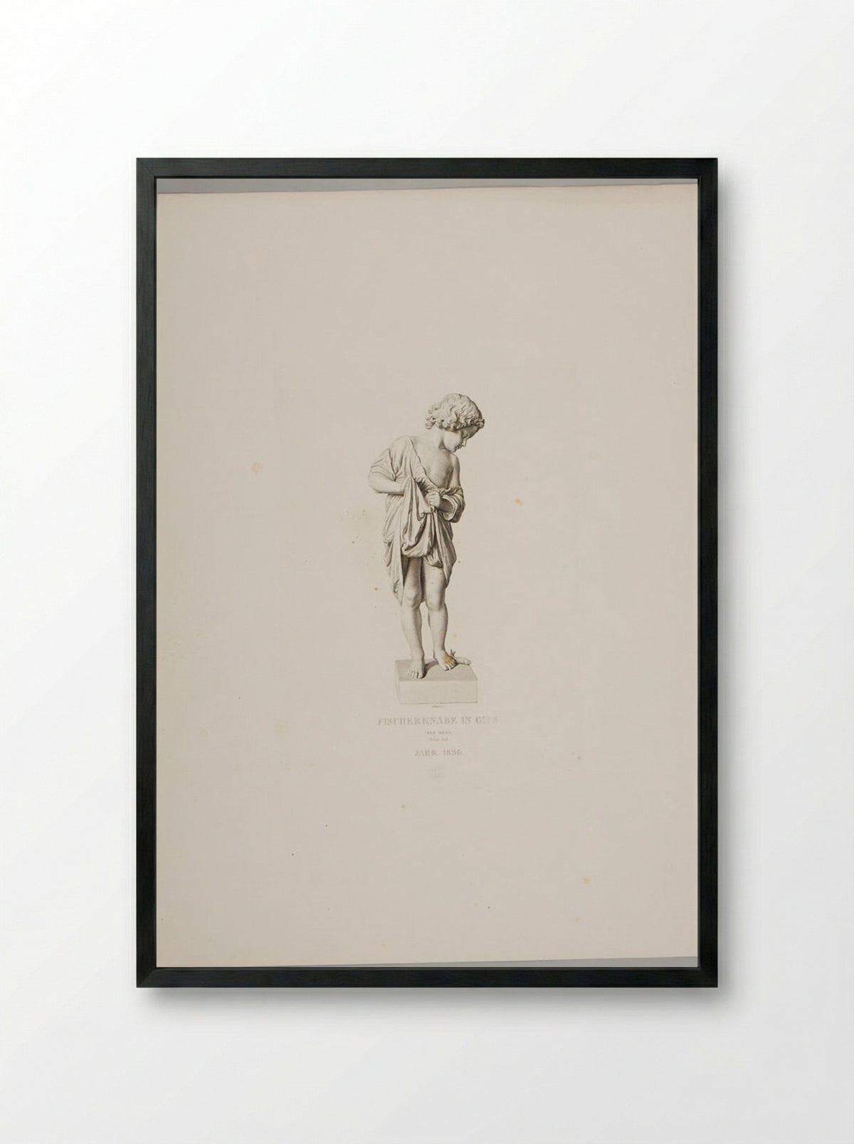 A Fisher Boy, in Plaster - Adolf Hohneck - Framed Print Black