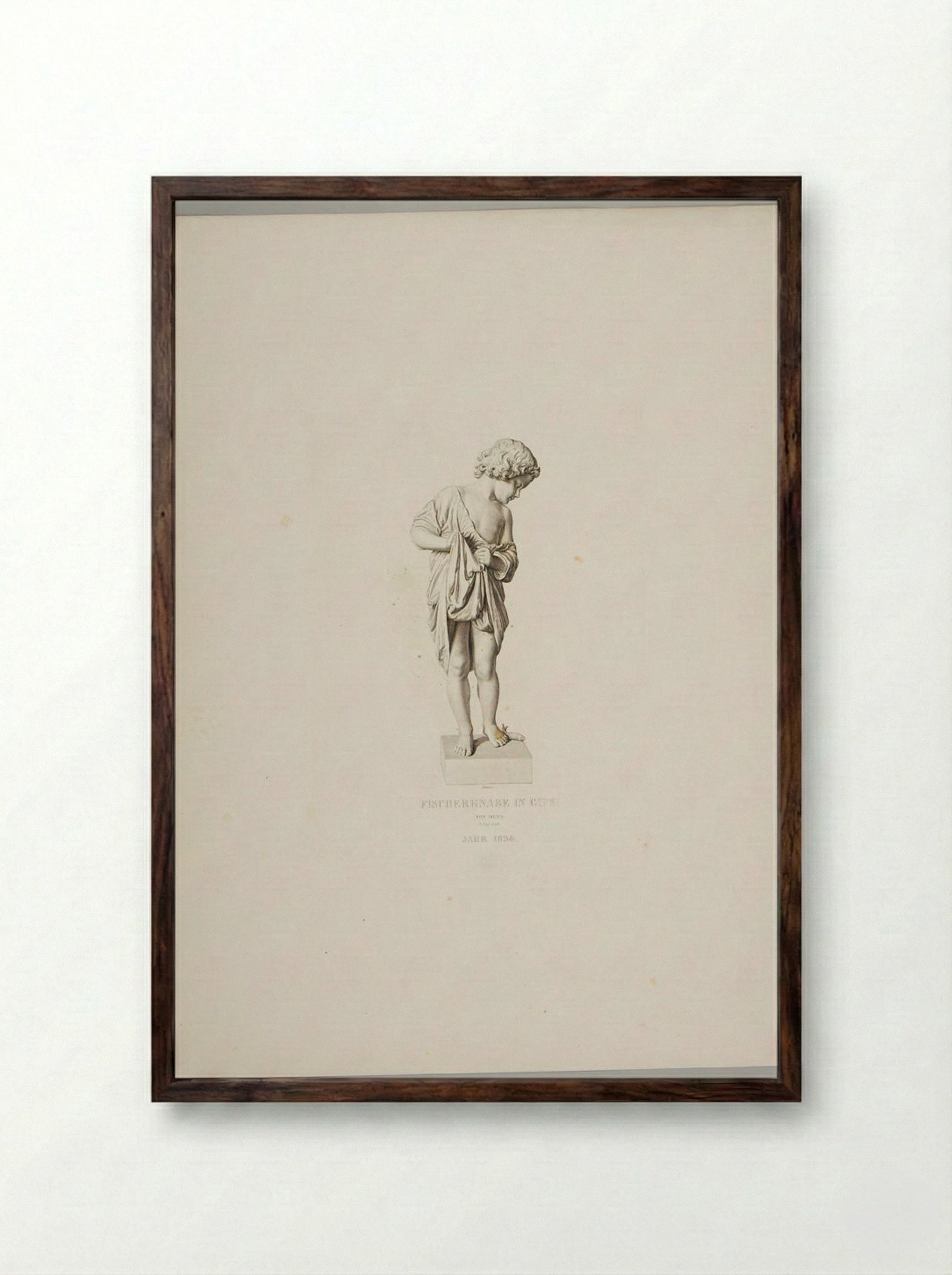 A Fisher Boy, in Plaster - Adolf Hohneck - Framed Print Dark Wood