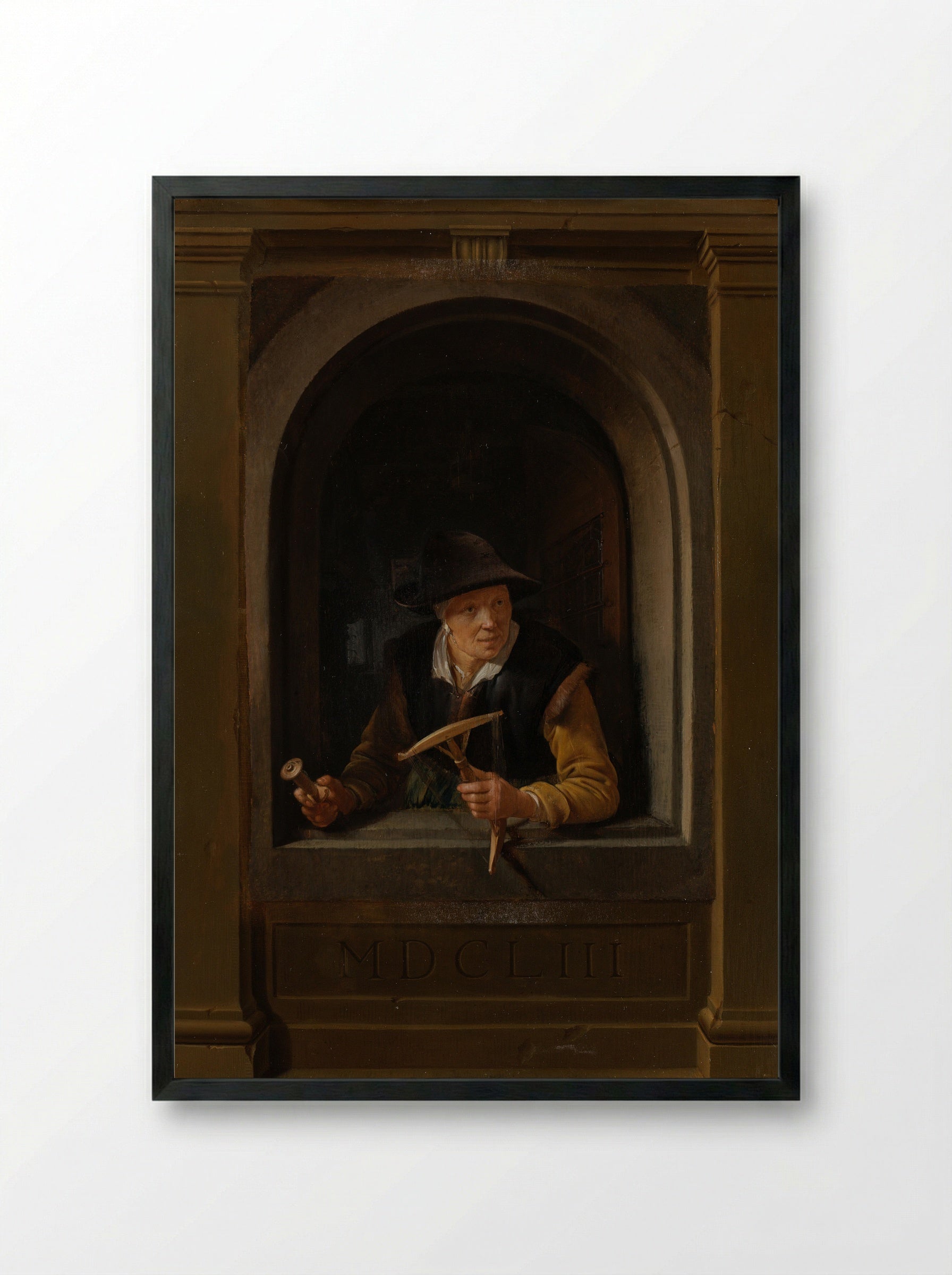 A Fisherman's Wife - Gerrit Dou - Framed Print Black