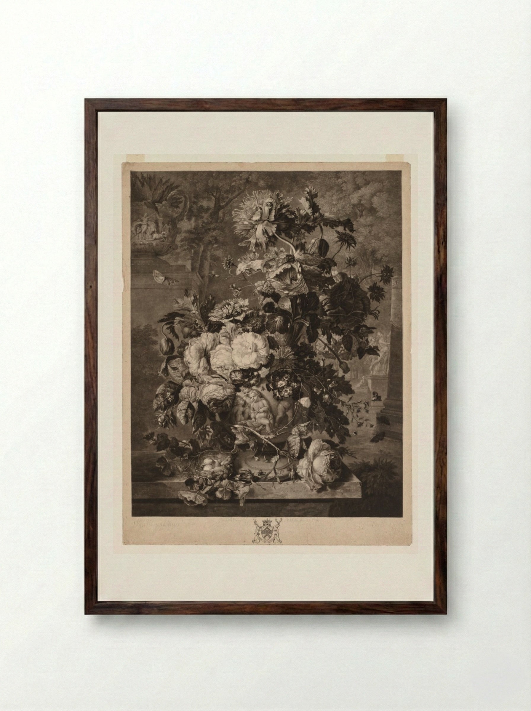 A Flower Piece - Richard Earlom - Framed Print Dark Wood