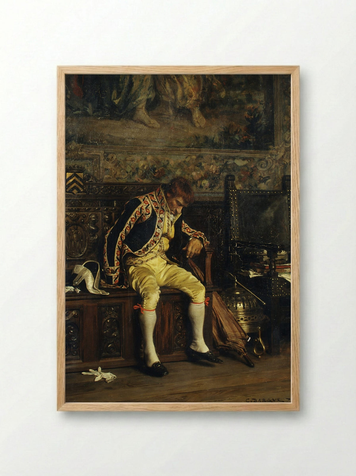 A Footman Sleeping - Charles Bargue - Framed Print Wood