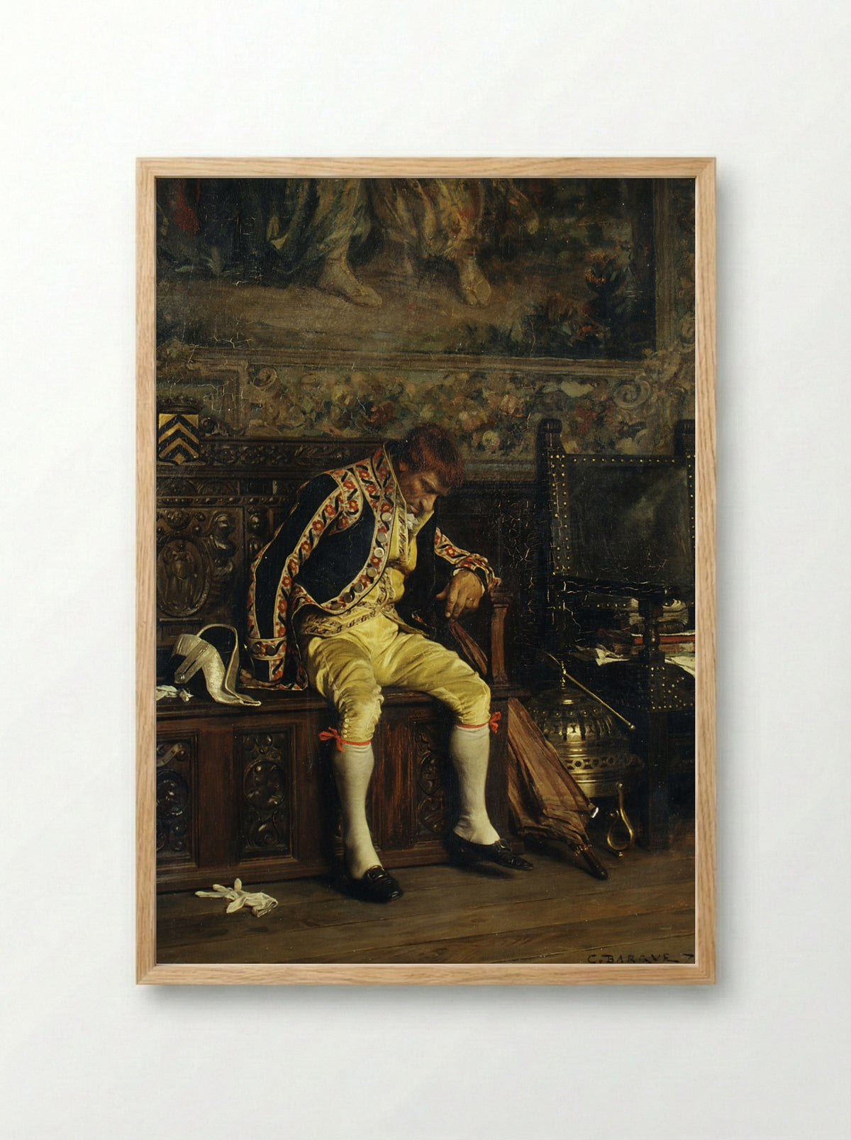 A Footman Sleeping - Charles Bargue - Framed Print Wood