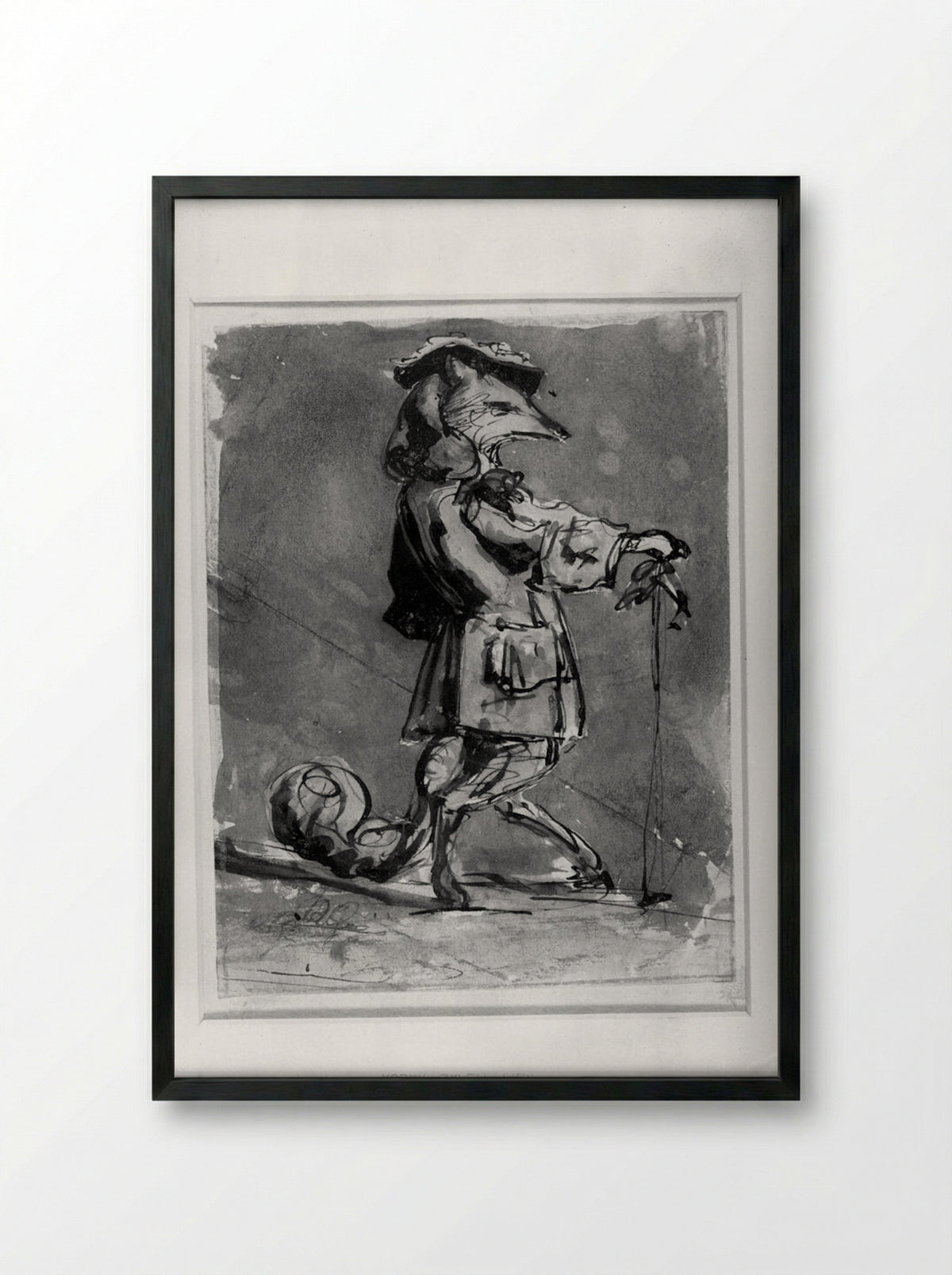 A Fox Dressed as a Gentleman - Jean Ignace Isidore Gérard - Framed Print Black
