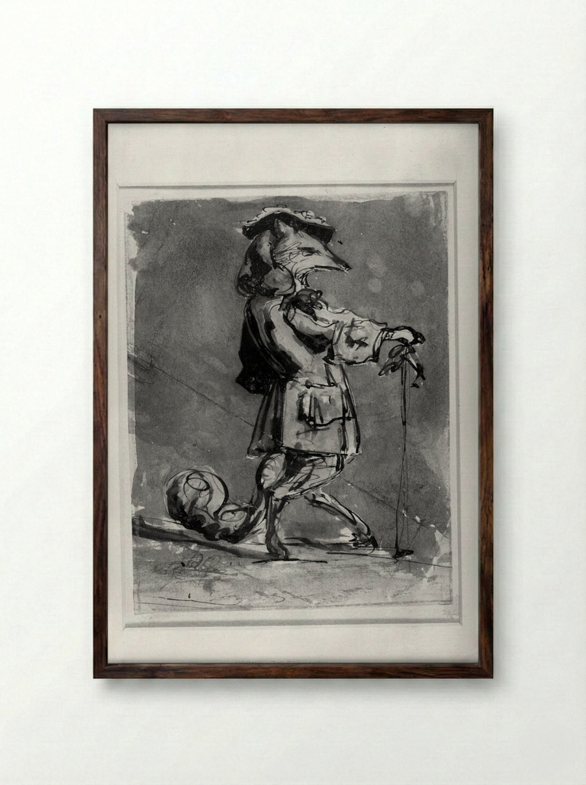 A Fox Dressed as a Gentleman - Jean Ignace Isidore Gérard - Framed Print Dark Wood
