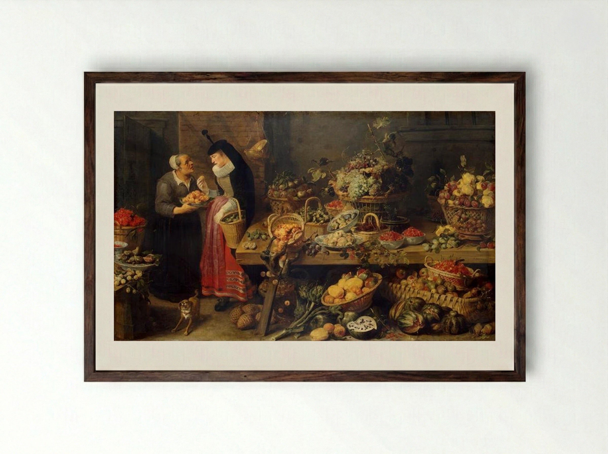 A Fruit Stall - Frans Snyders - Framed Print Dark Wood
