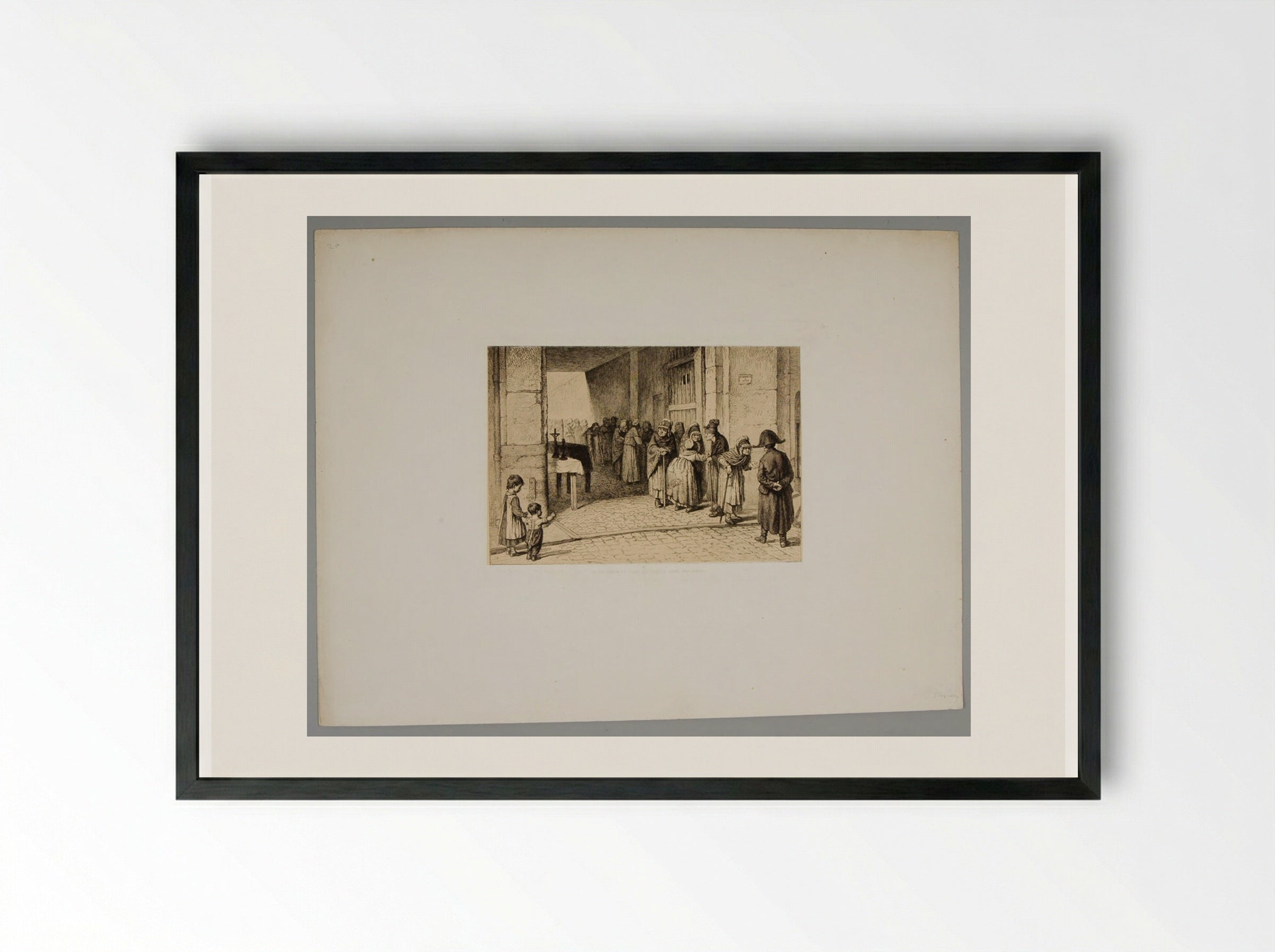 A Funeral at the Little Sister of the Poor Convent - Léopold Flameng - Framed Print Black