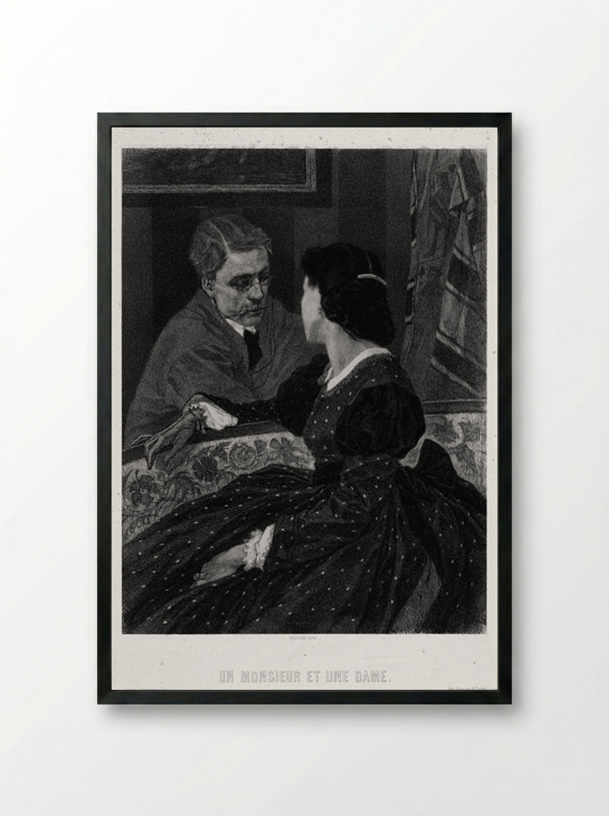 A Gentleman and a Lady (Aurelien Scholl and Marie Colombier) - Felicien Rops - Framed Print Black