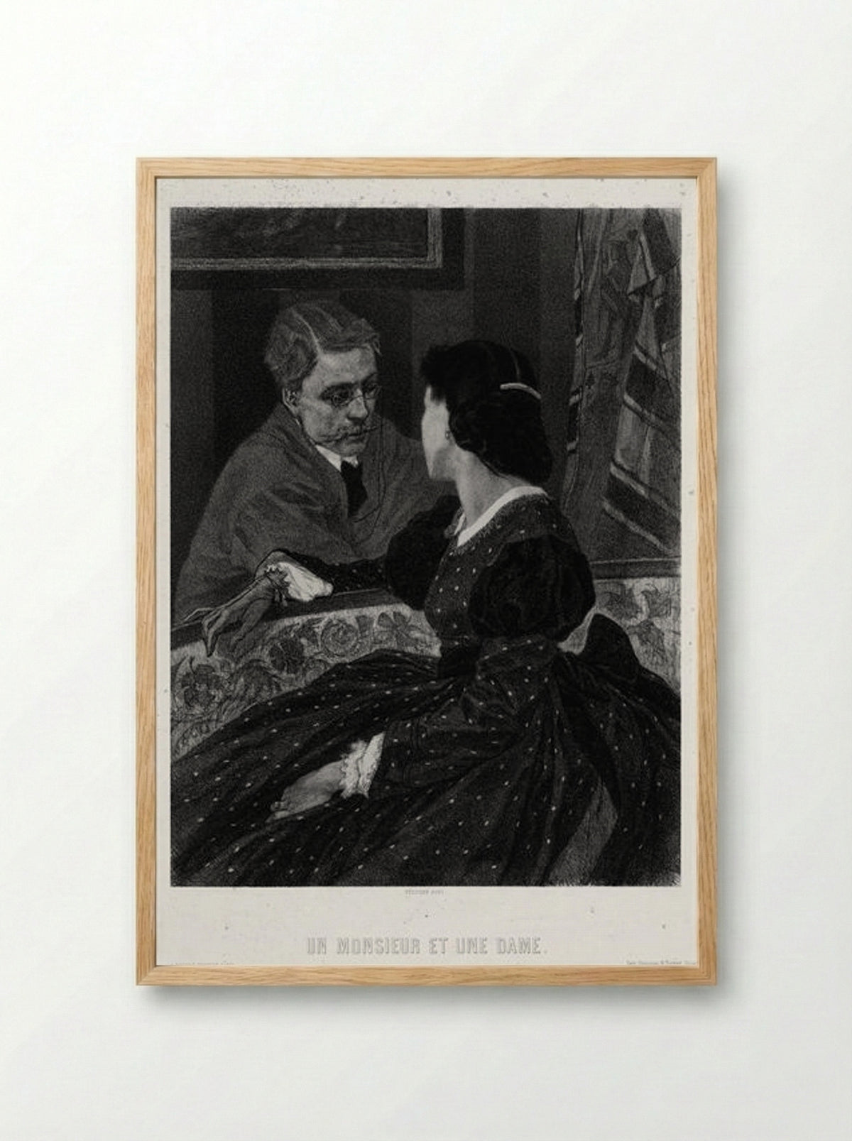 A Gentleman and a Lady (Aurelien Scholl and Marie Colombier) - Felicien Rops - Framed Print Wood