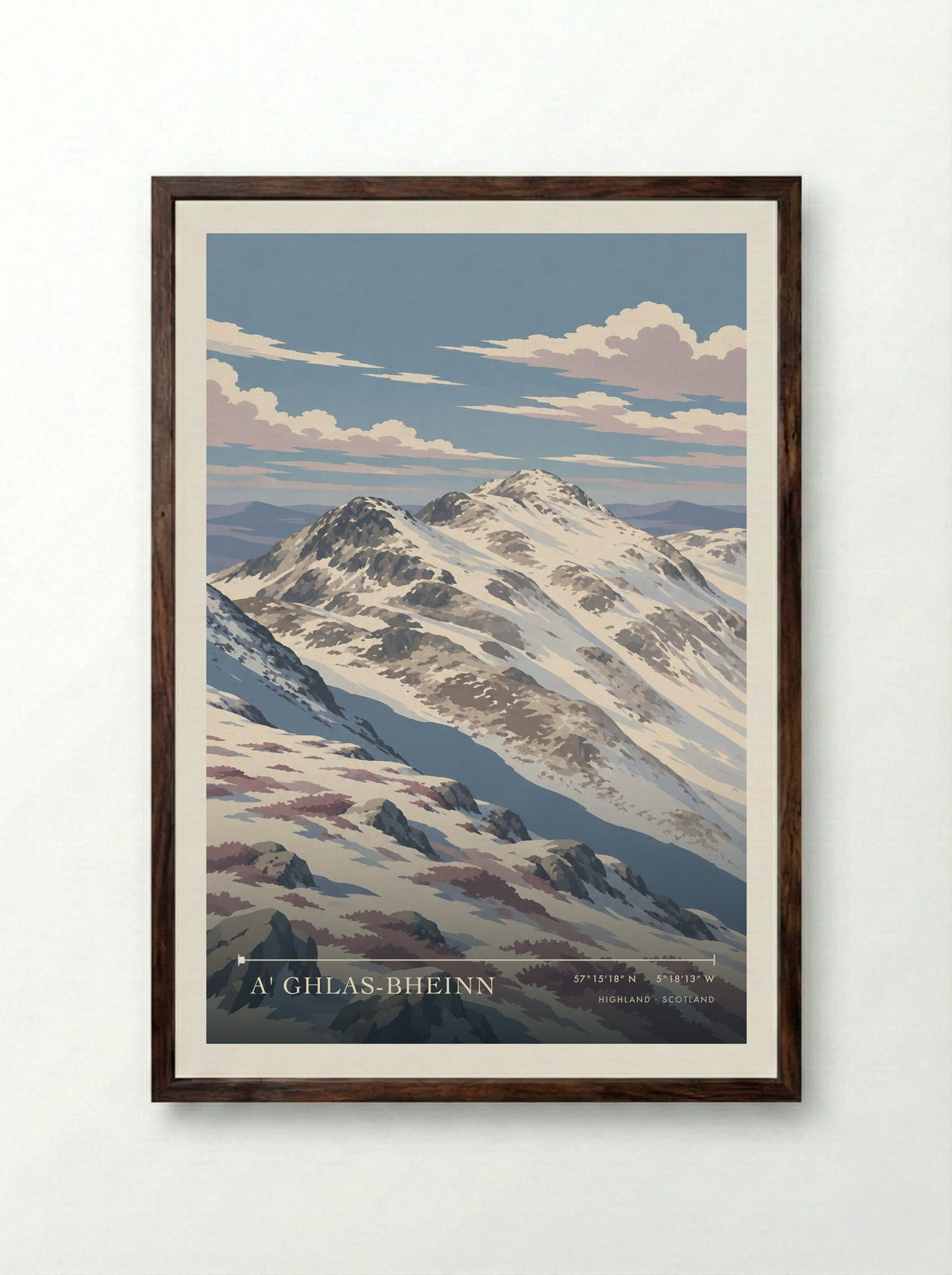 A' Ghlas-bheinn, Highland | Travel Poster - Framed Print Dark Wood