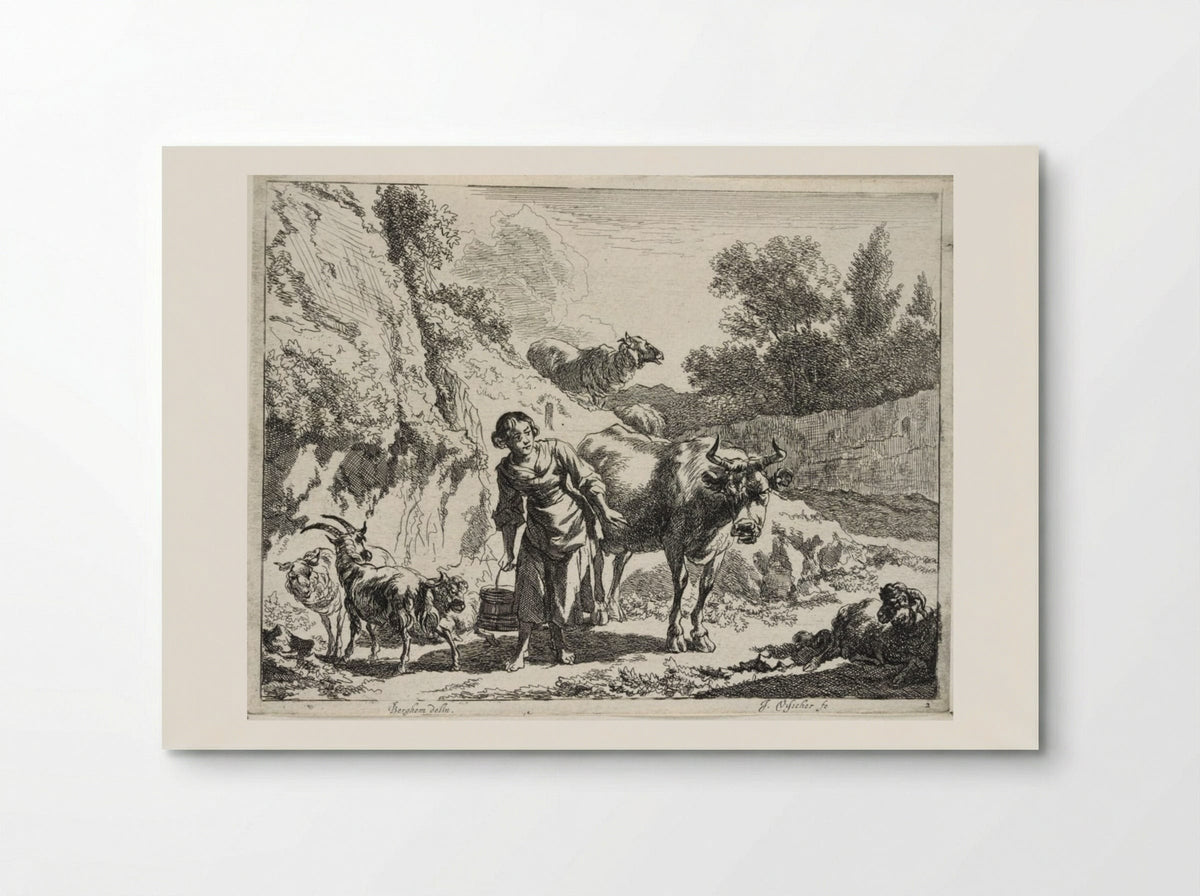 A Girl Carrying a Bucket - Johannes Visscher - Poster