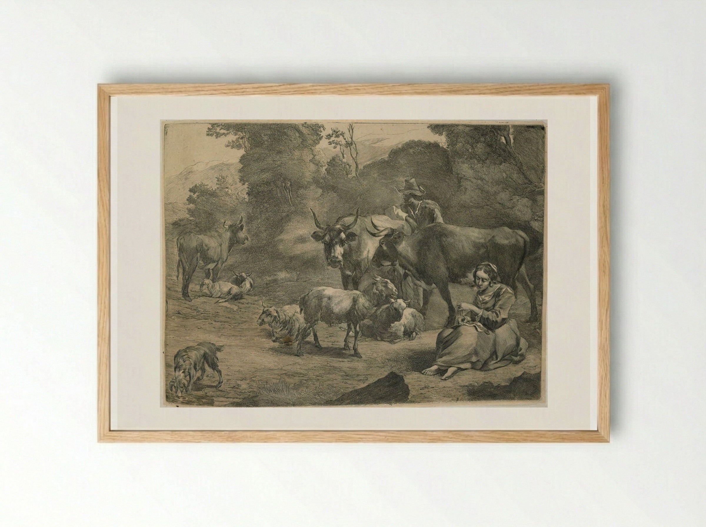 A Girl Sewing - Cornelis Visscher - Framed Print Wood