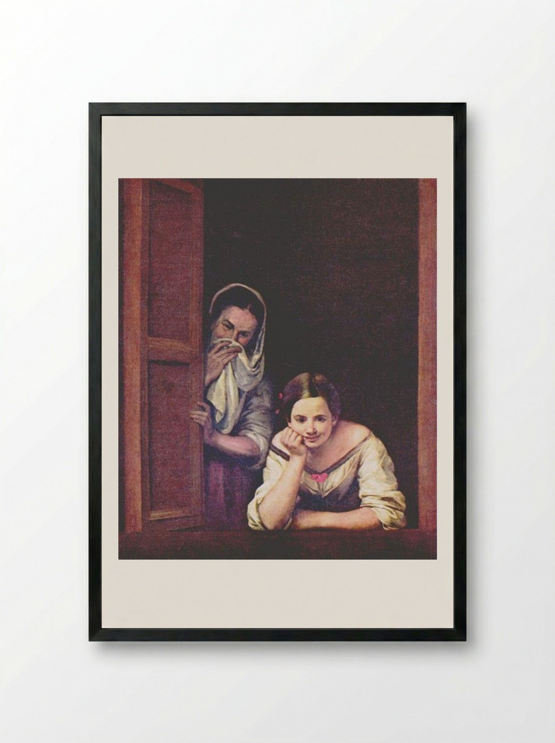 A Girl and her Duenna - Bartolomé Esteban Murillo - Framed Print Black