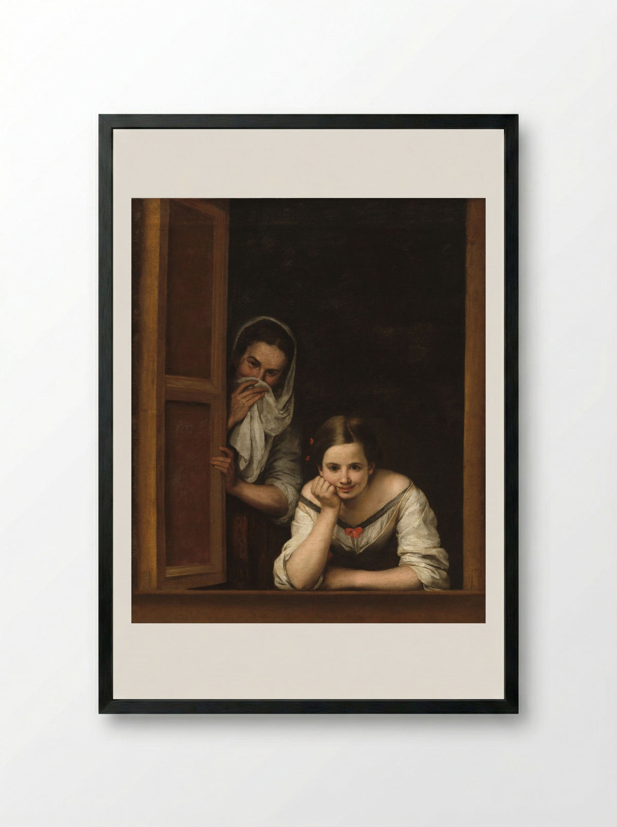 A Girl and her Duenna - Bartolomé Esteban Murillo - Framed Print Black