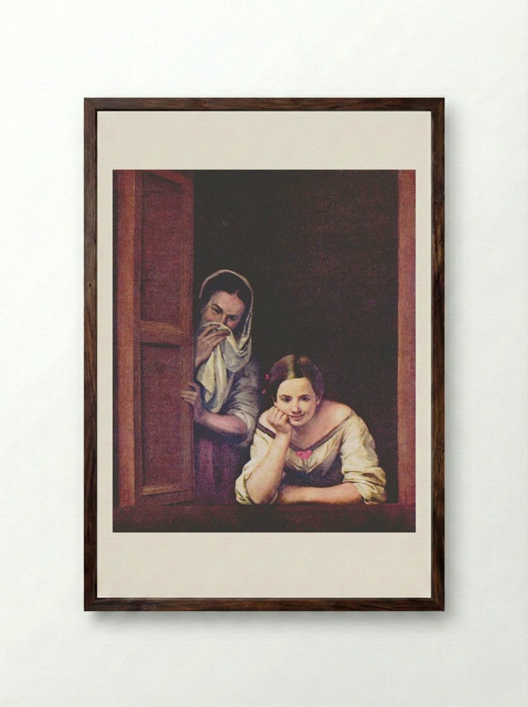A Girl and her Duenna - Bartolomé Esteban Murillo - Framed Print Dark Wood