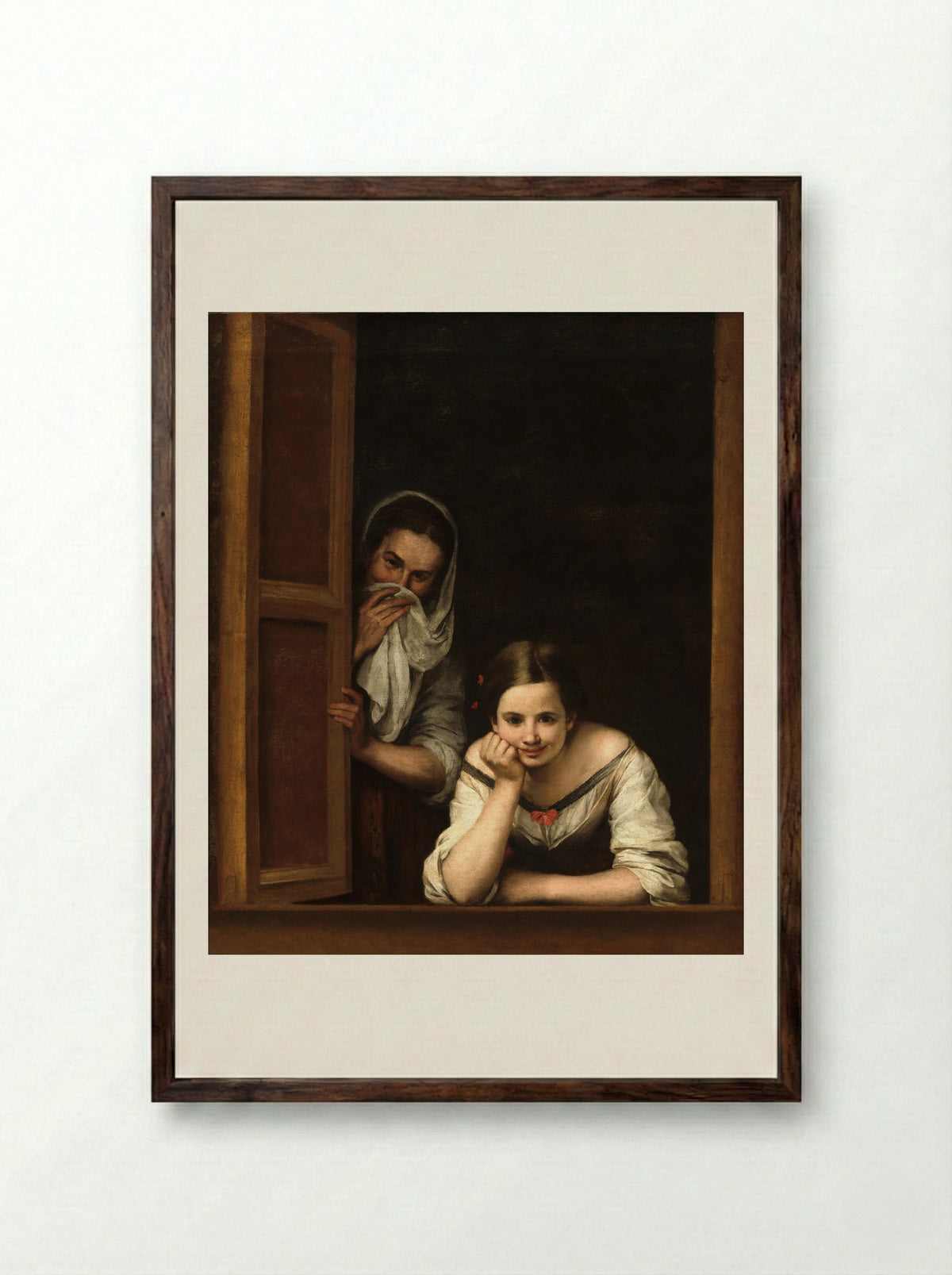 A Girl and her Duenna - Bartolomé Esteban Murillo - Framed Print Dark Wood