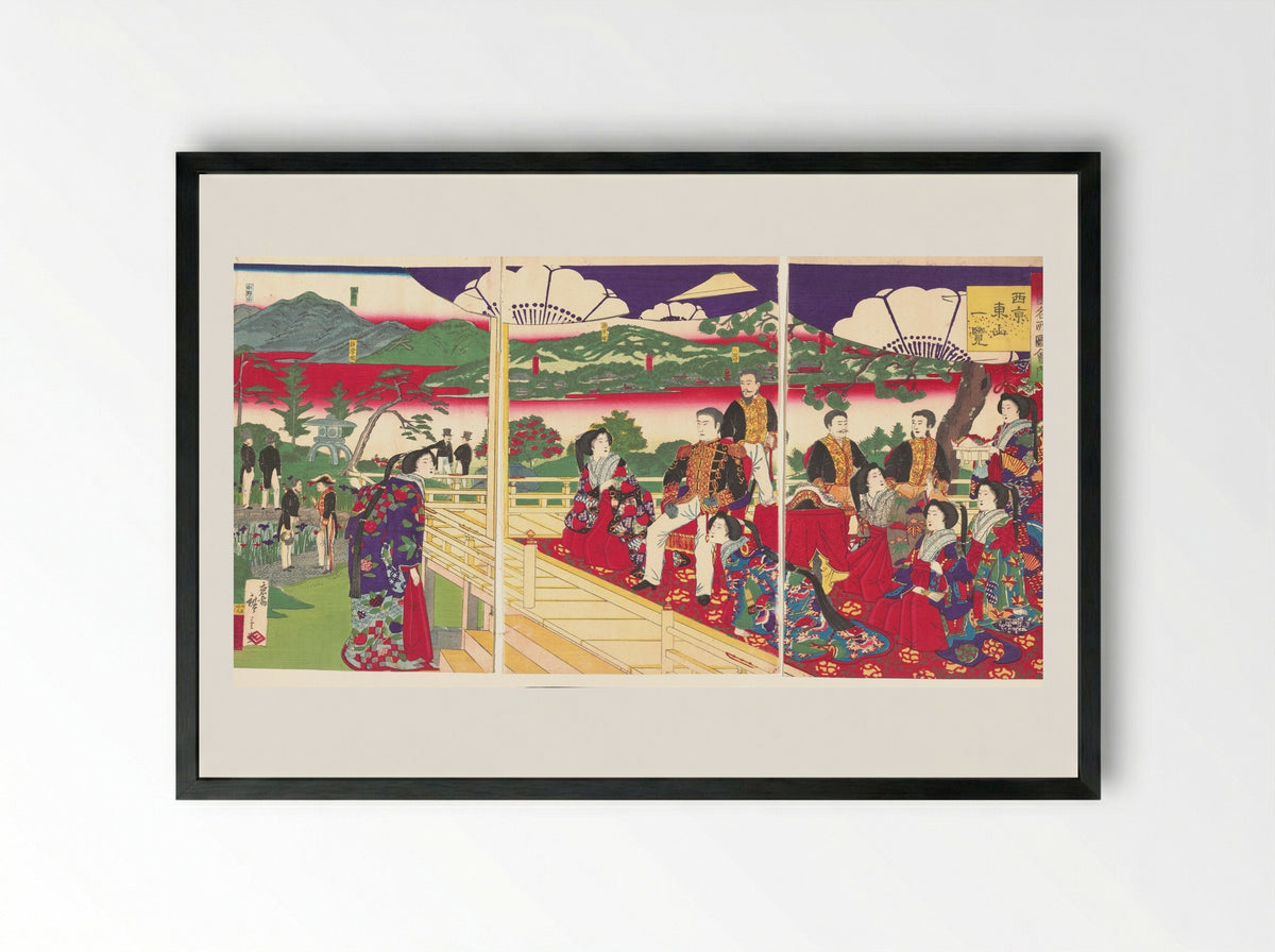 A Glimpse of Higayashiyama the Western Capital - Utagawa Hiroshige III - Framed Print Black